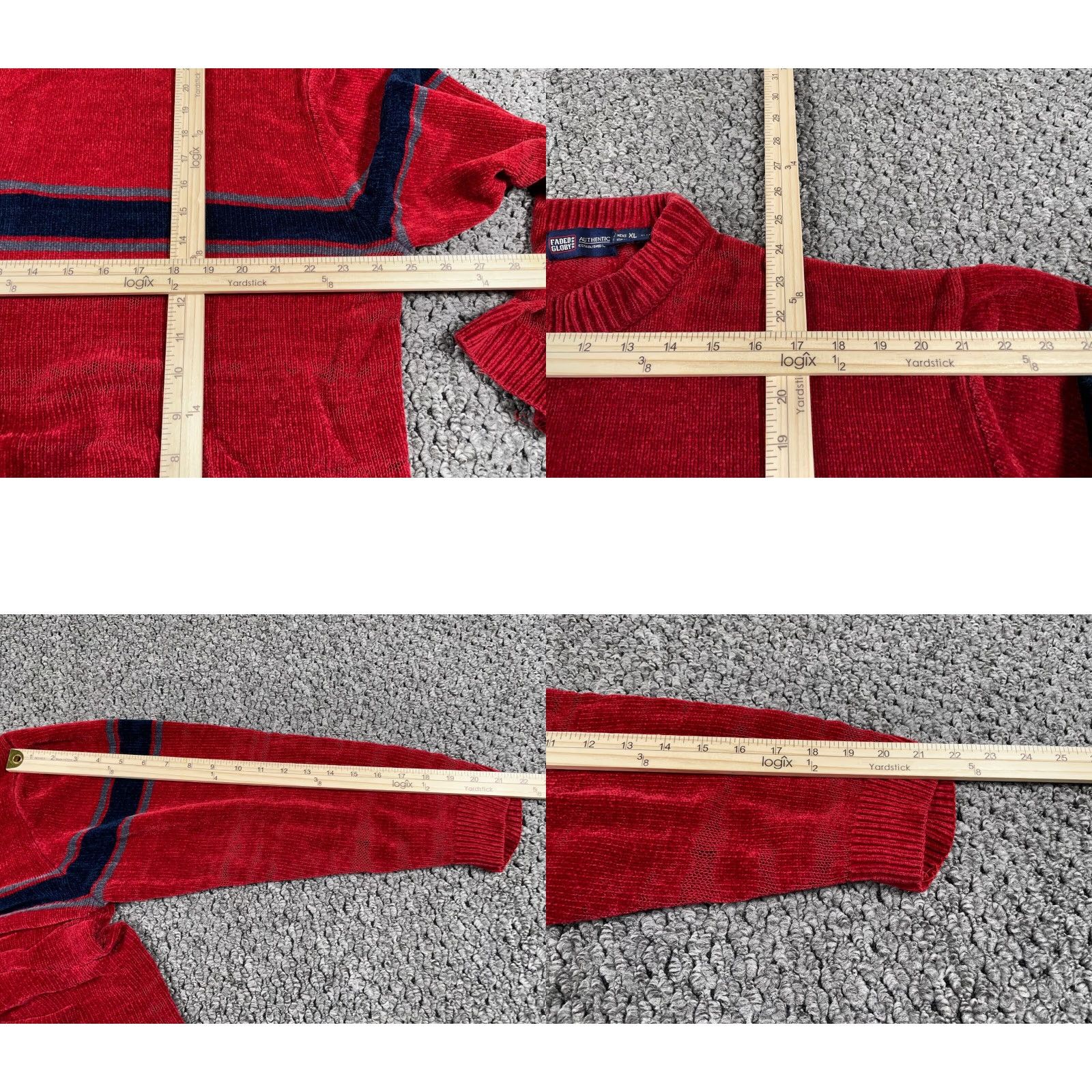 Faded Glory VTG Y2K Style Plush Sweater Adult XL Red Black Striped Crewneck Pullover Men’s Faded Glory Knit Sweatshirt 90s Skater Punk 00s Casual Mens Size US XL / EU 56 / 4 - 8 Thumbnail