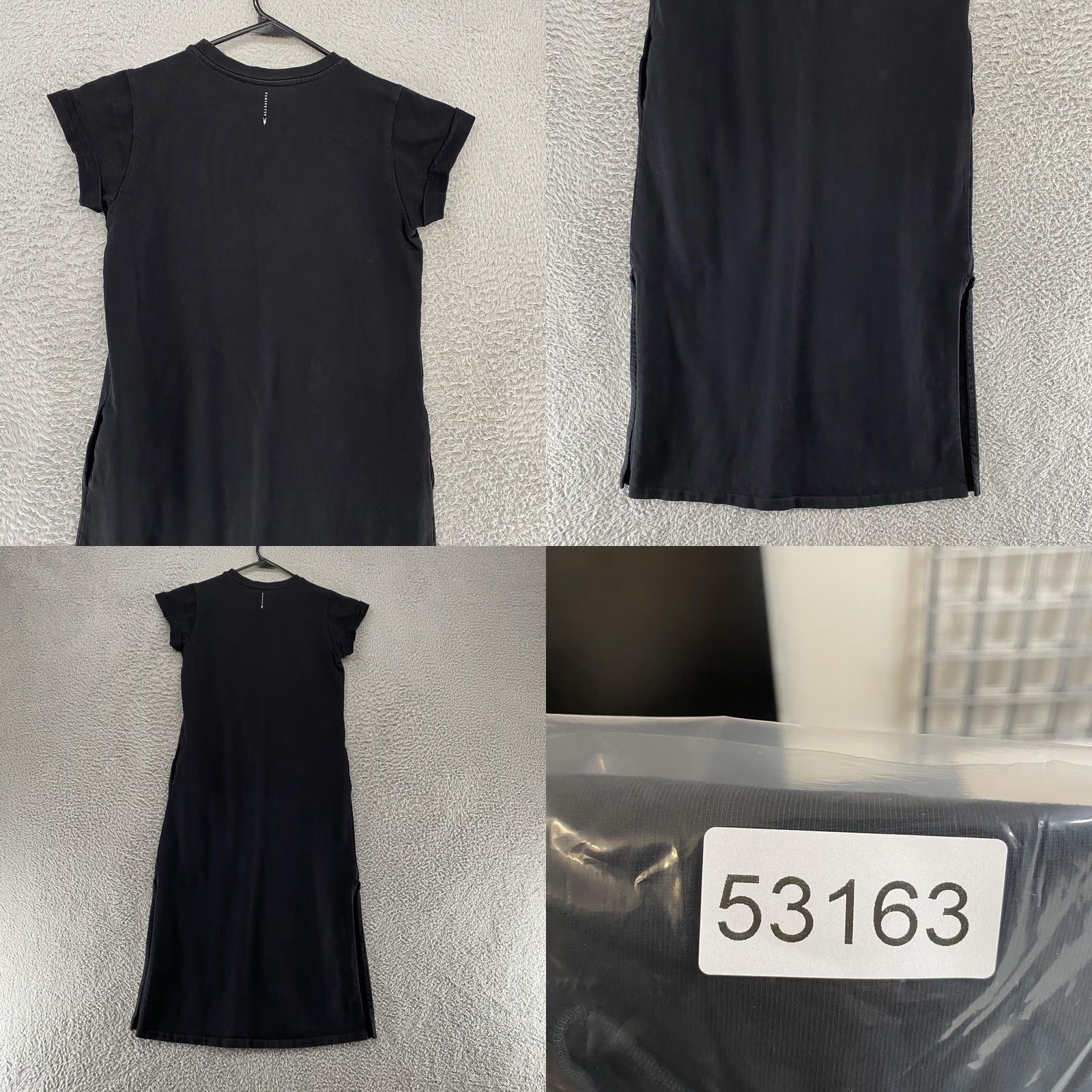 Allsaints VINTAGE AllSaints Shirt Dress Womens 00 Black Cotton Midi Short Sleeve Minimalist Size XXS / US 00 / IT 34 - 8 Thumbnail