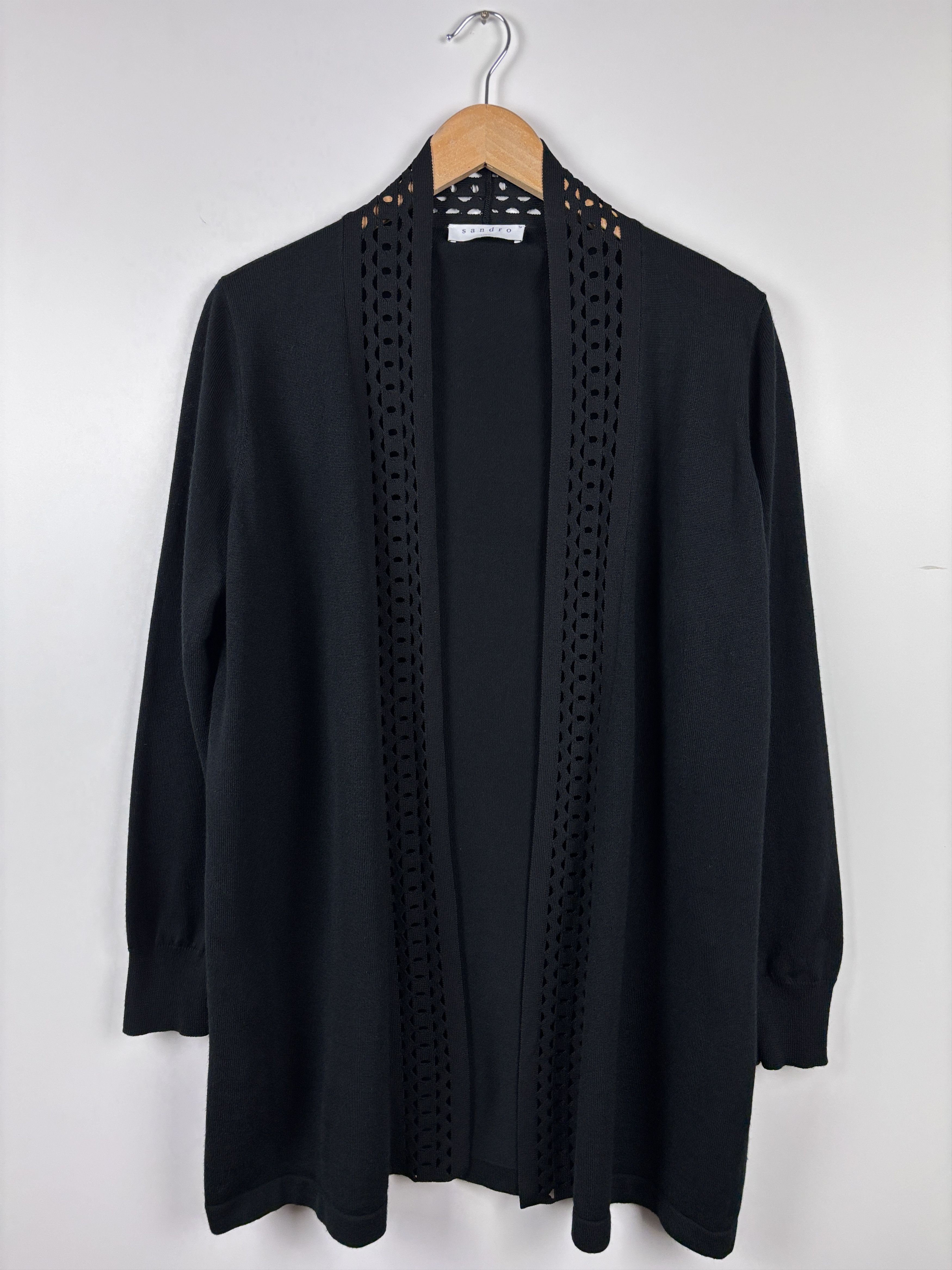 Sandro Sandro Paris Open Long Cardigan Wool Acrylic Black Size 3 Size M / US 6-8 / IT 42-44 - 1 Thumbnail