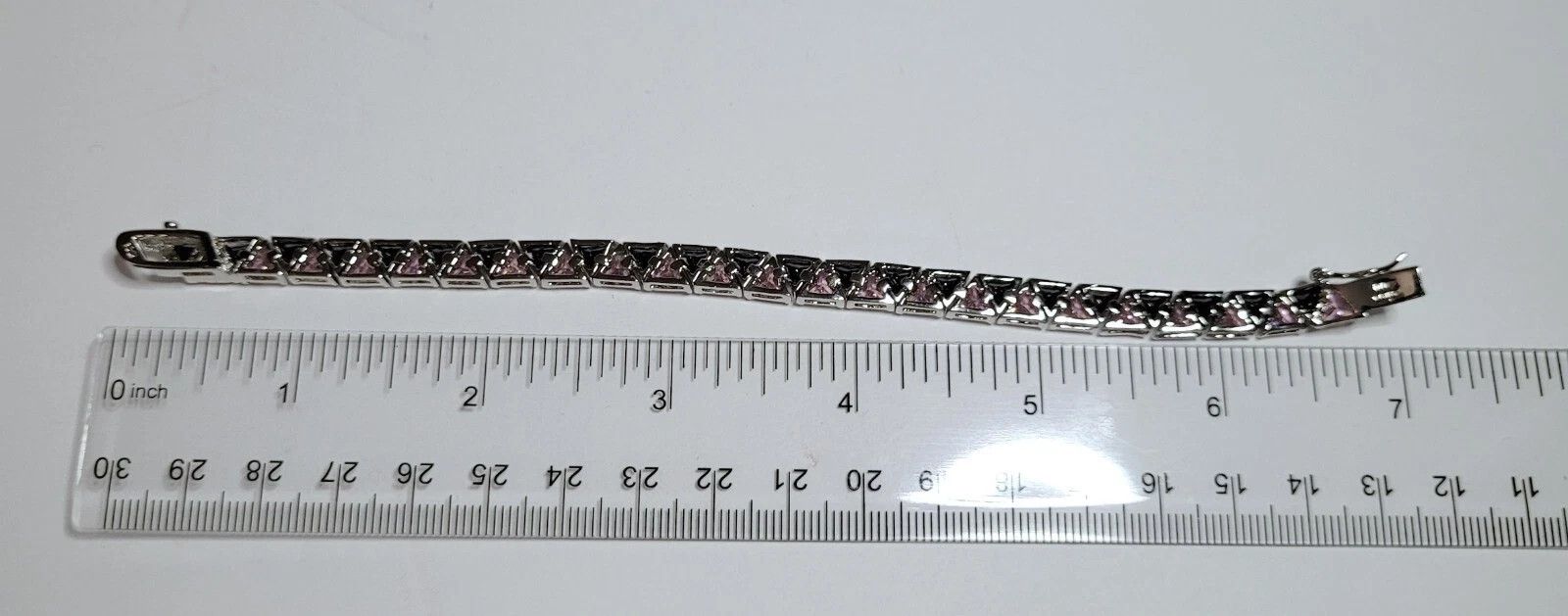 Sterling Silver Sterling Silver Tennis Bracelet 6.5" Pink Black Silver Size ONE SIZE - 3 Thumbnail