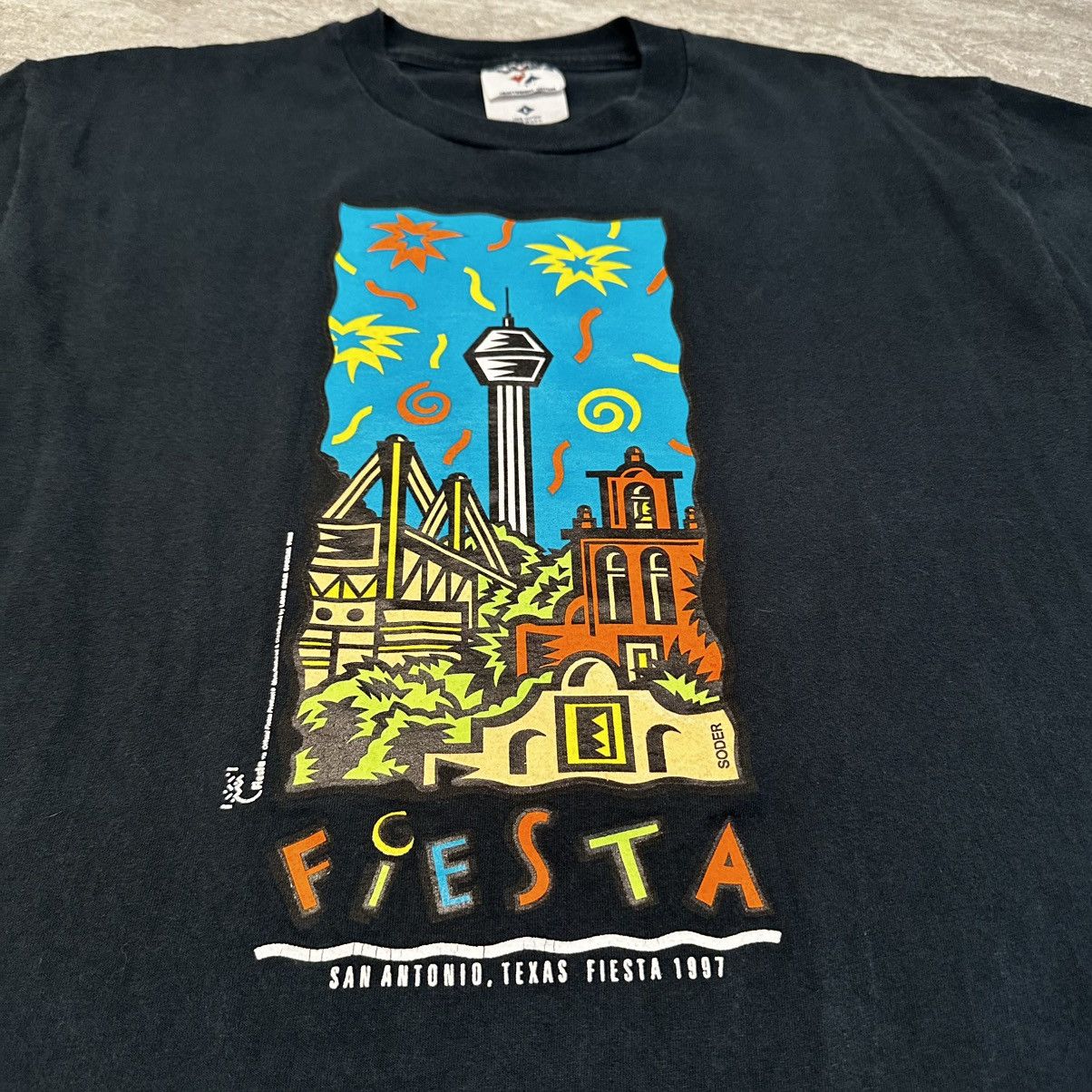 Jerzees × Vintage Vintage 1997 Fiesta San Antonio Party 90s Festive Fun Shirt Size US L / EU 52-54 / 3 - 2 Thumbnail