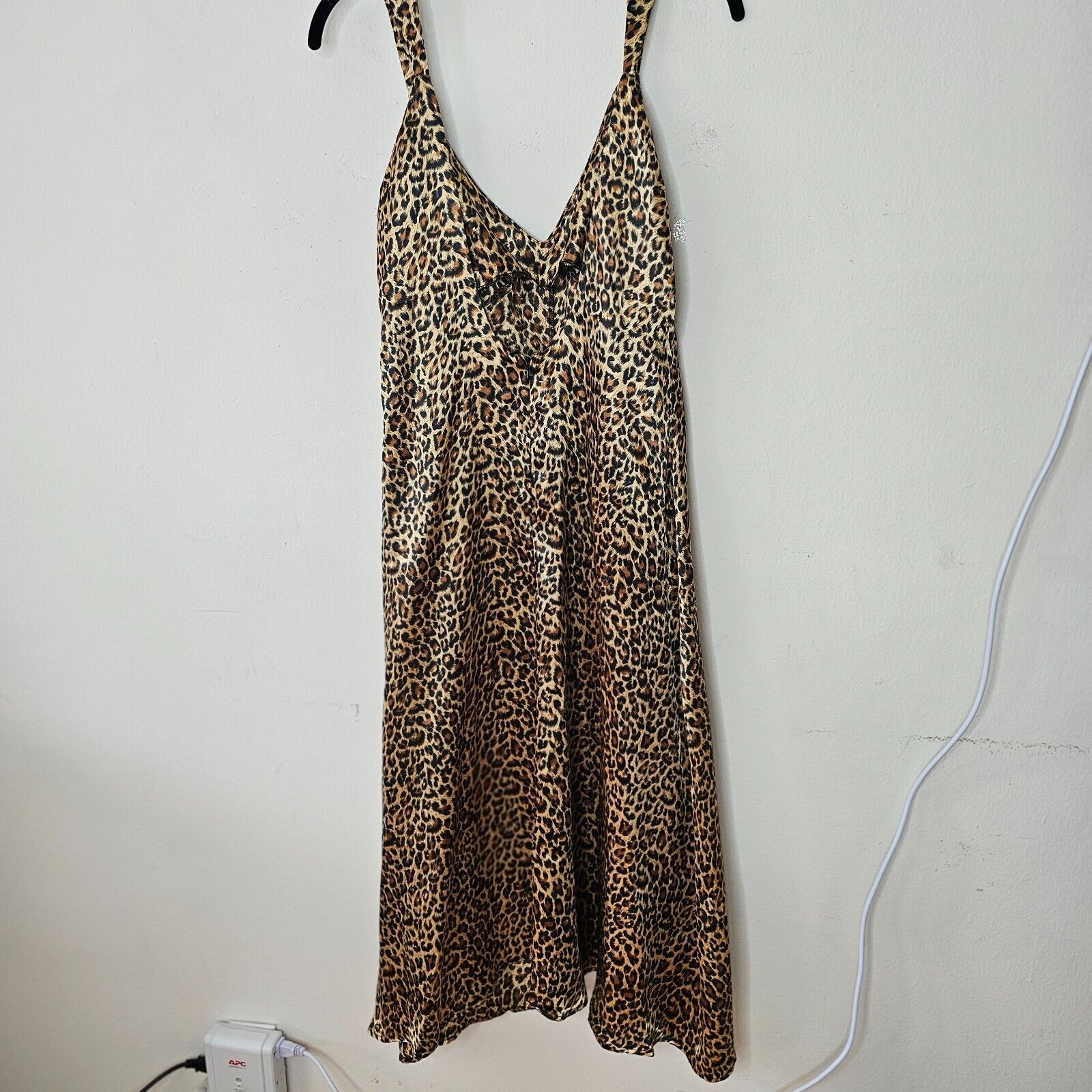 Other Dance & Marvel Tan Black Satin Cheetah V-Neck Midi Dress L Size L / US 10 / IT 46 - 5 Thumbnail