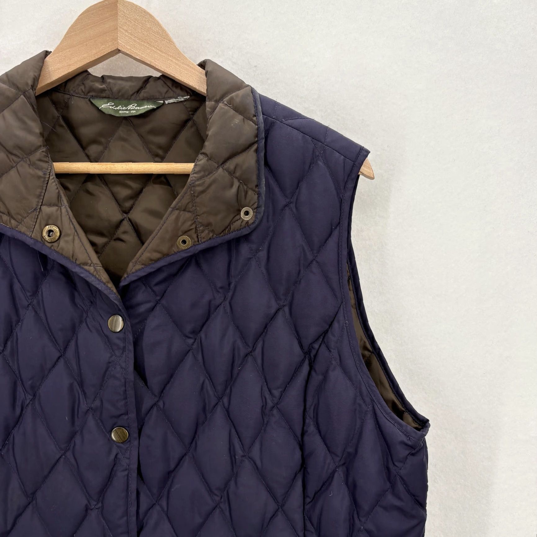 Eddie Bauer Eddie Bauer Goose Down Vest Womens Large Blue Quilted Puffer Snap Outdoor EB 550 Size L / US 10 / IT 46 - 2 Thumbnail
