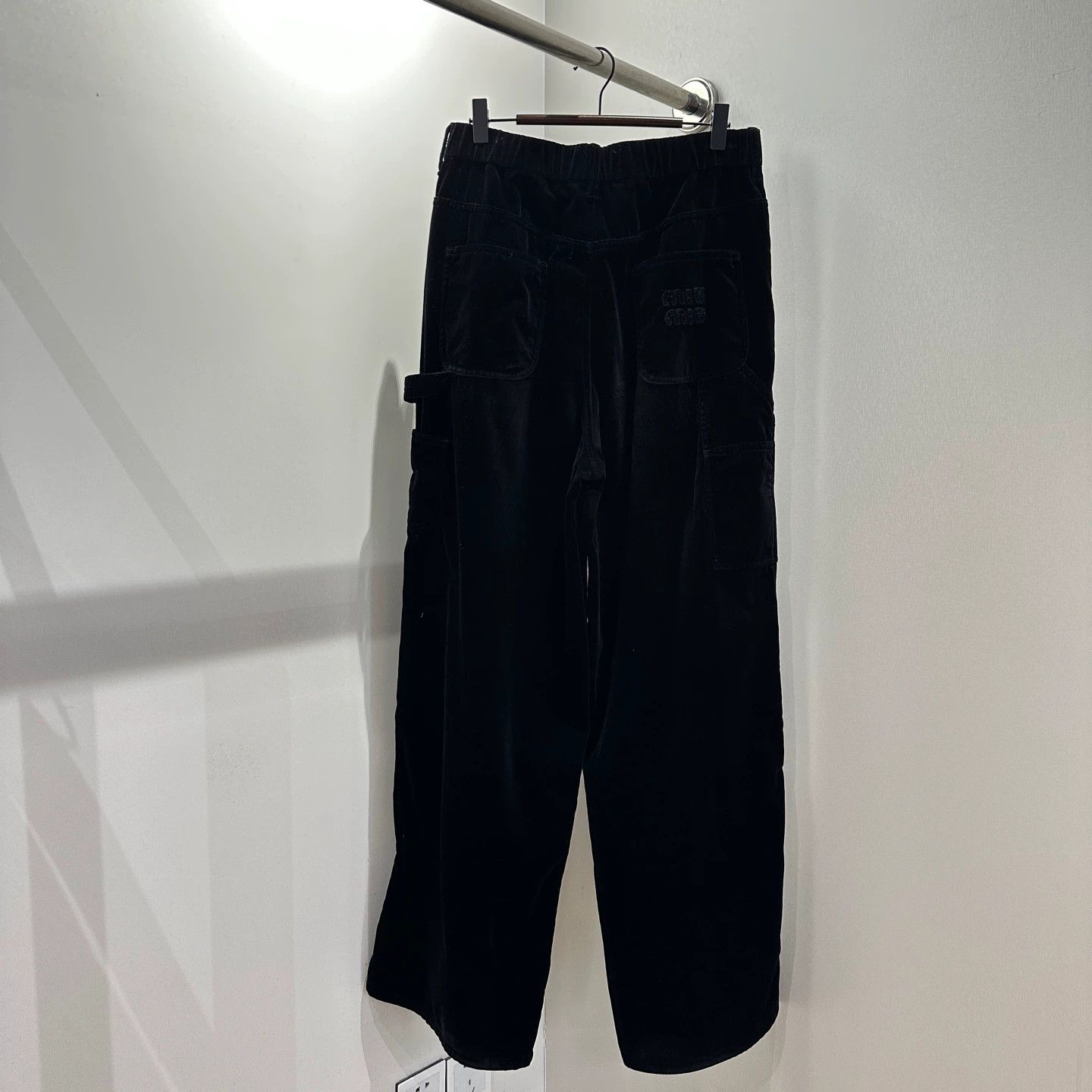 Miu Miu MIU MIU Velvet Logo Lettering Gold Buckle Pants 40 Size 27" / US 4 / IT 40 - 1 Thumbnail