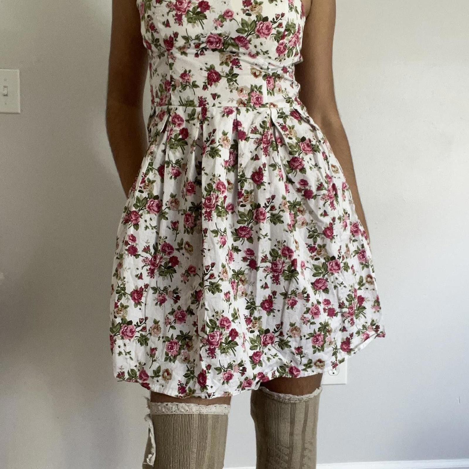 Other White floral strapless dress with pink roses #floraldress Size S / US 4 / IT 40 - 1 Thumbnail