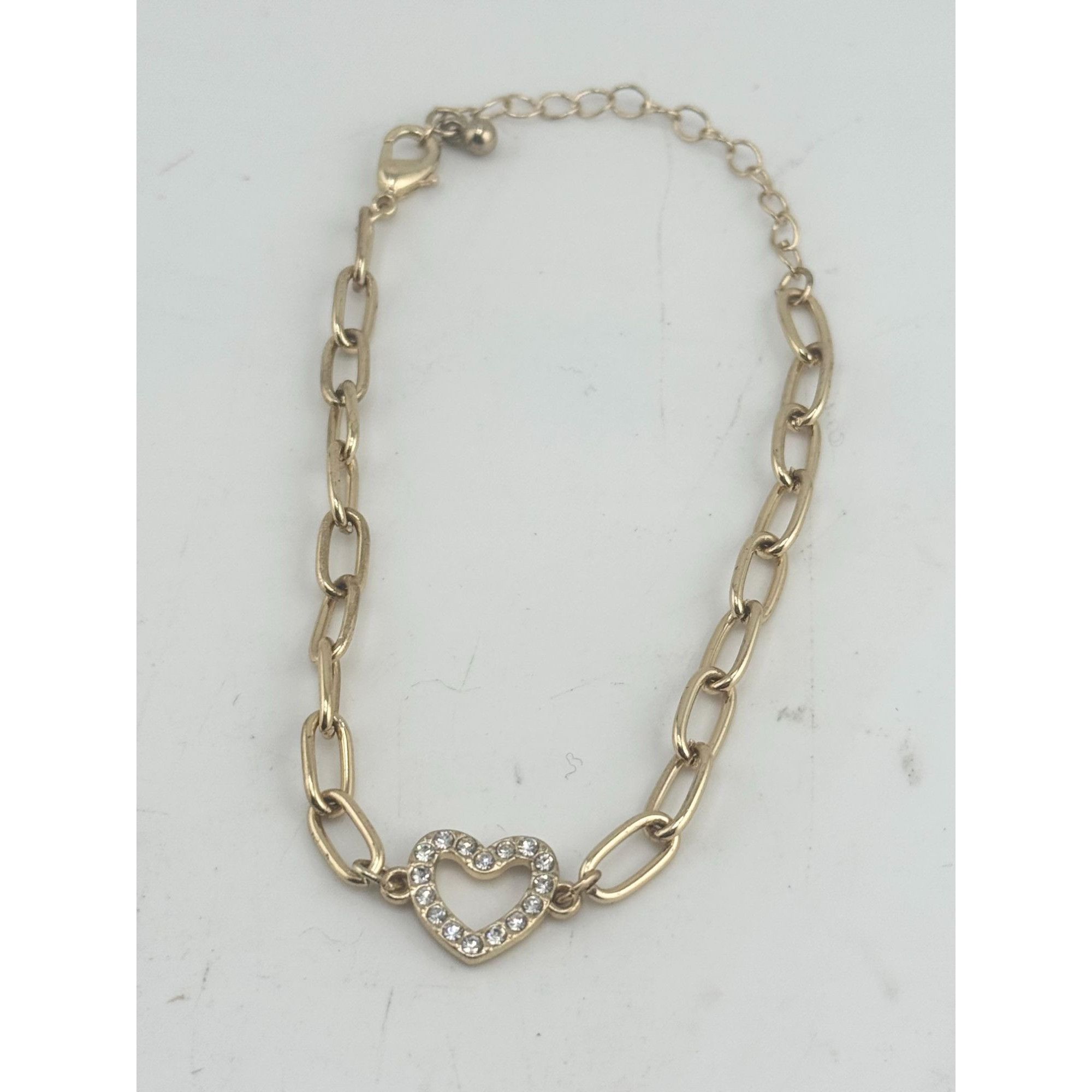 Vintage Vintage gold tone rhinestone heart bracelet Size ONE SIZE - 3 Thumbnail
