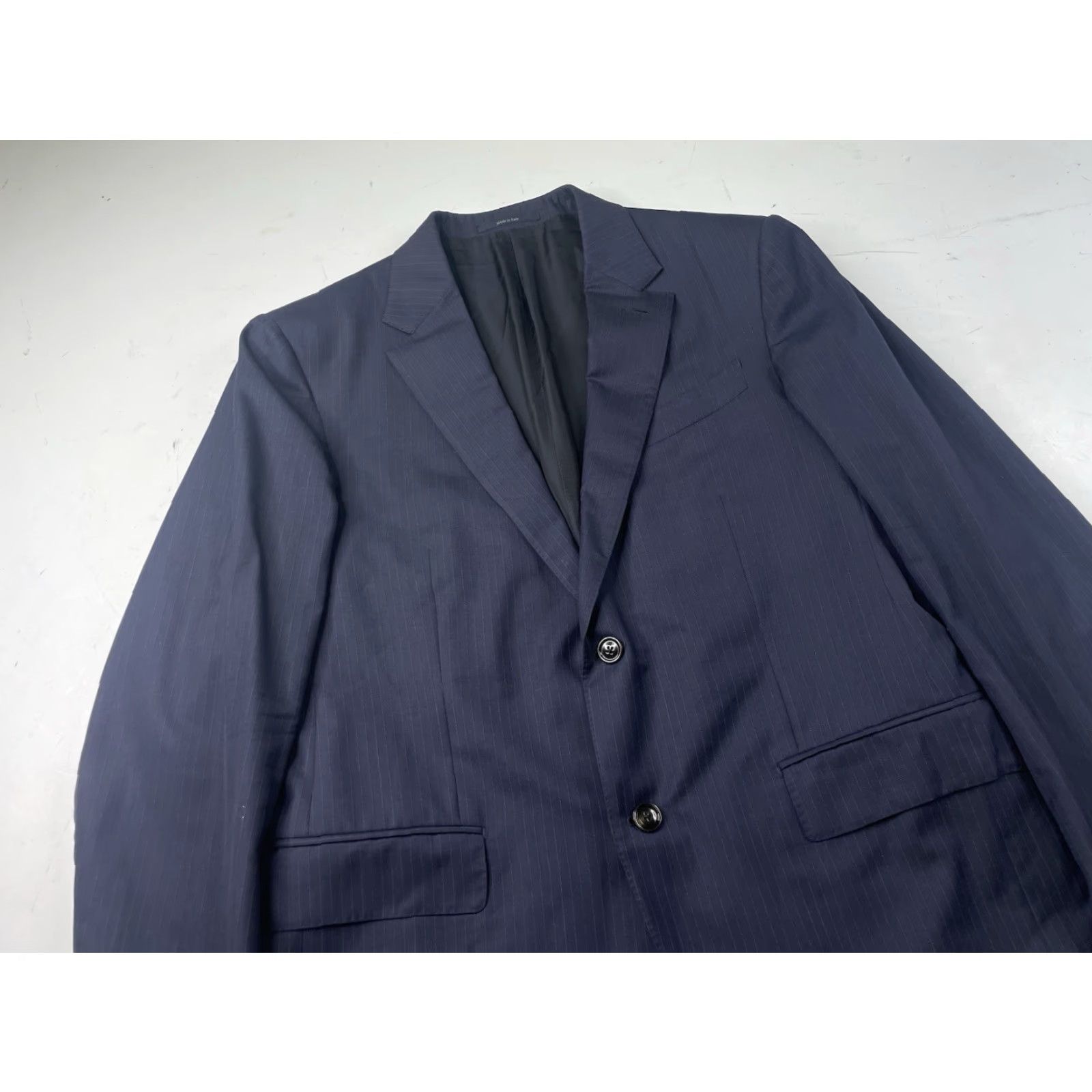 Ermenegildo Zegna Ermenegildo Zegna Blazer Wool Silk Navy Pinstripe 42R EU/42R US Two-Button Notch Lapel Double-Vented Regular Men Single-Breasted Linen? Size 42R - 2 Thumbnail