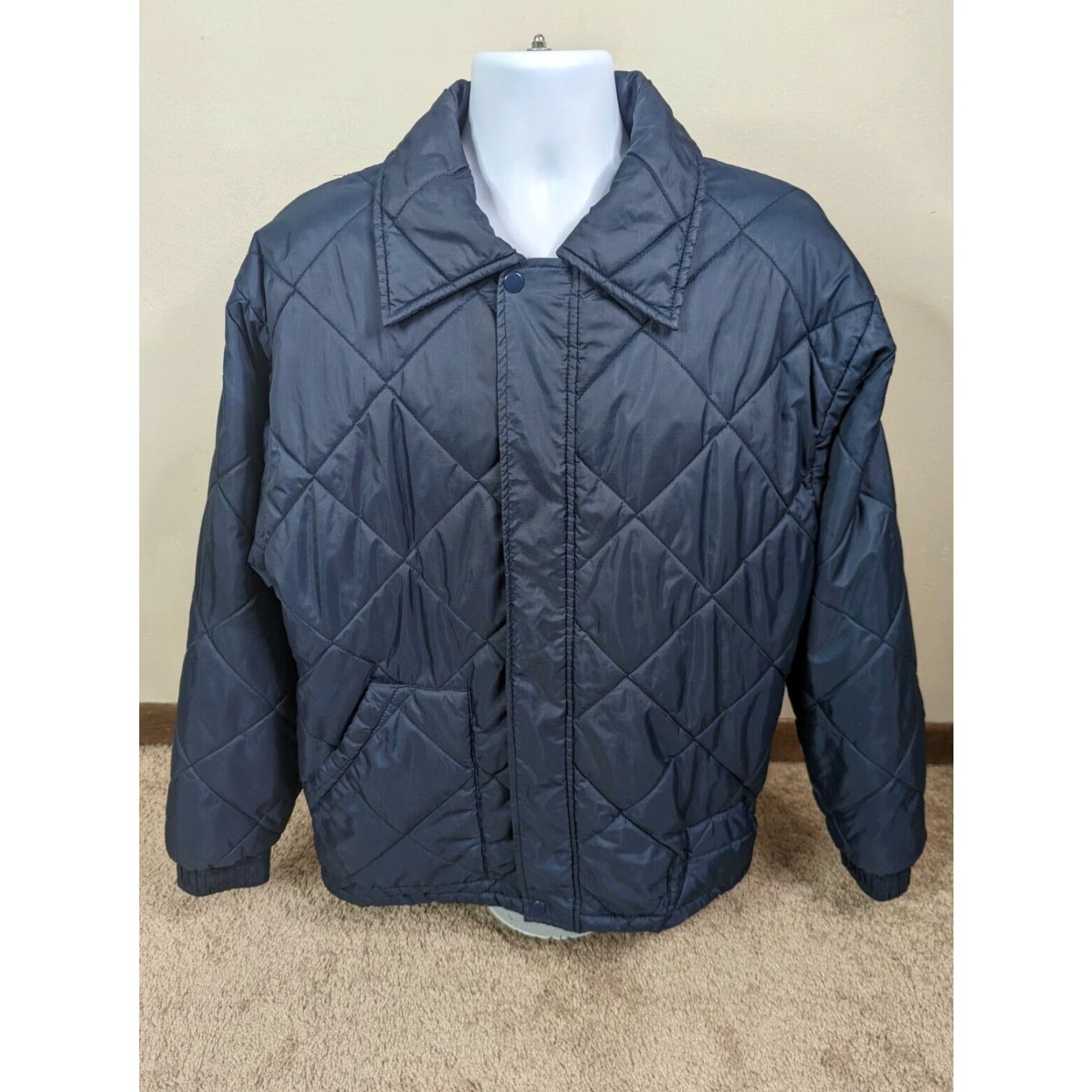 Vintage VINTAGE John Blair Men Coat Puffer Jacket Full Zip Quilted Wool Lined Fall Winter M Blue Size US M / EU 48-50 / 2 - 2 Thumbnail