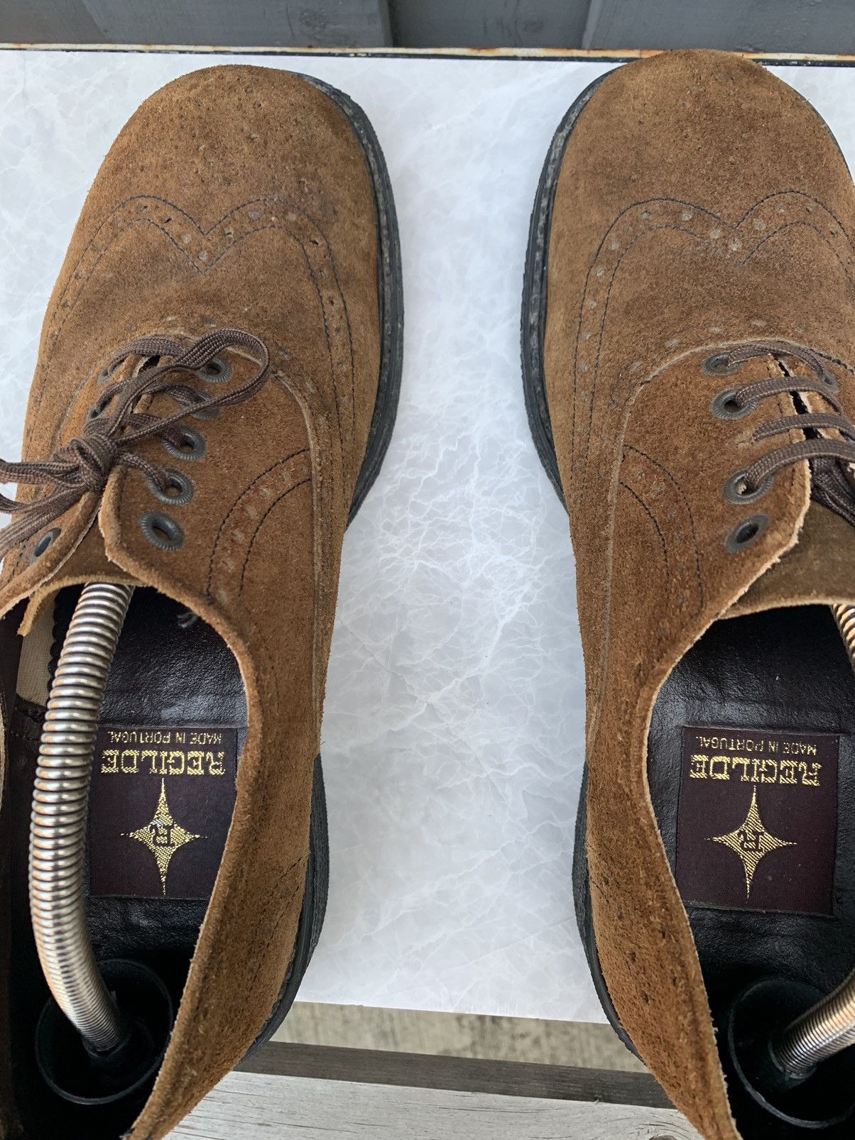 Dr. Martens × Other × Vintage 1970s Suede Brogues Vintage Square Toe Boots Heel Derby 10 Size US 9.5 / EU 42-43 - 12 Thumbnail