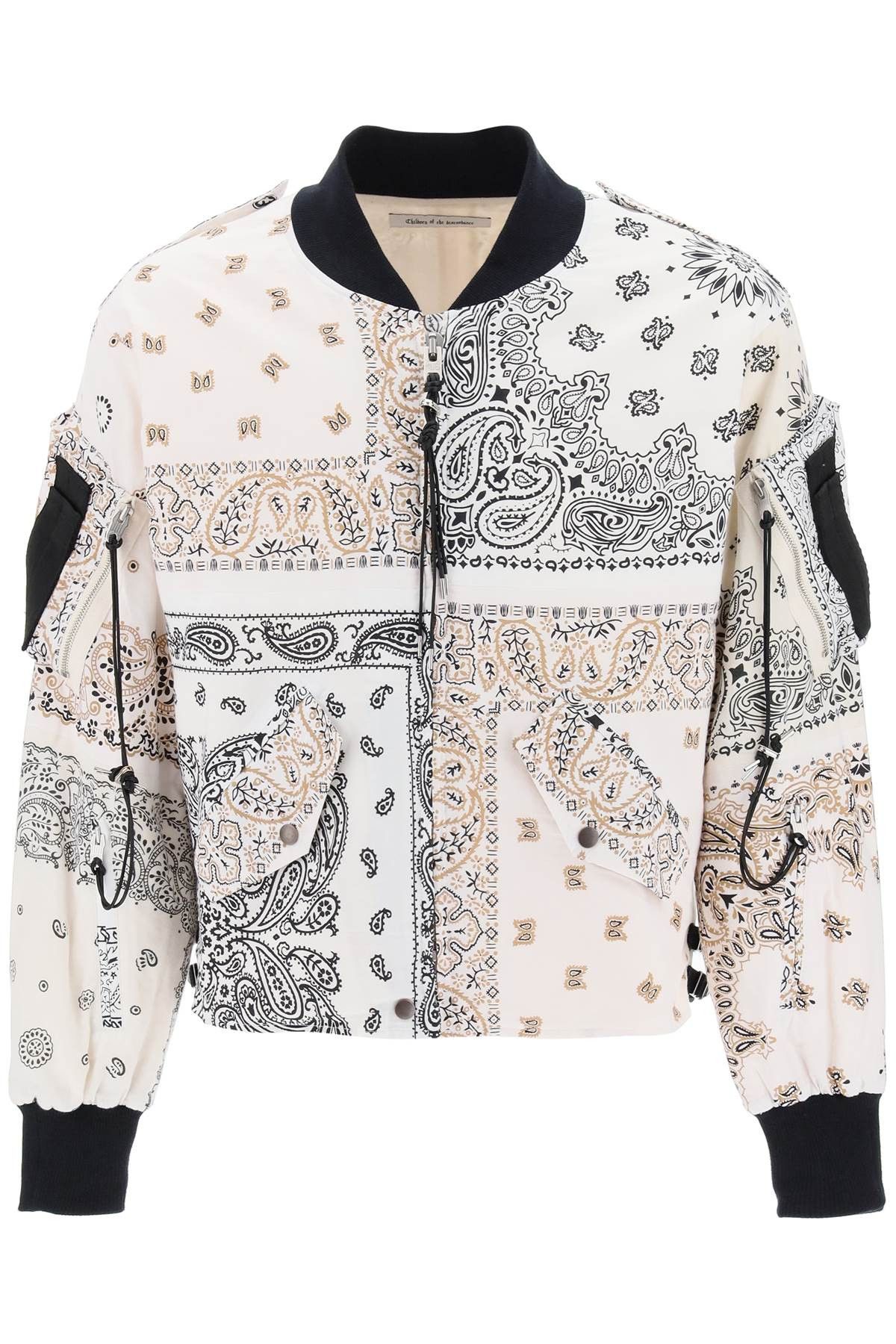 image of Children Of The Discordance Bomber Jacket With Bandana Motif in Bianco, Men's (Size Medium)