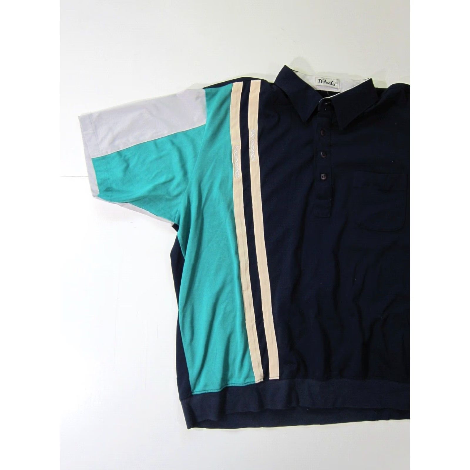 Vintage Vintage D'Avila Polo Shirt Men 1XL Short Sleeve Blue Green Collared Stretch Shirt Size US XL / EU 56 / 4 - 5 Thumbnail