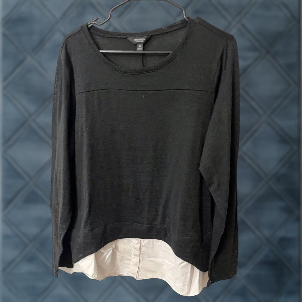 Vintage Simply Vera Wang Top Women XL Black Long Sleeve Lightweight Size XL / US 12-14 / IT 48-50 - 1 Thumbnail