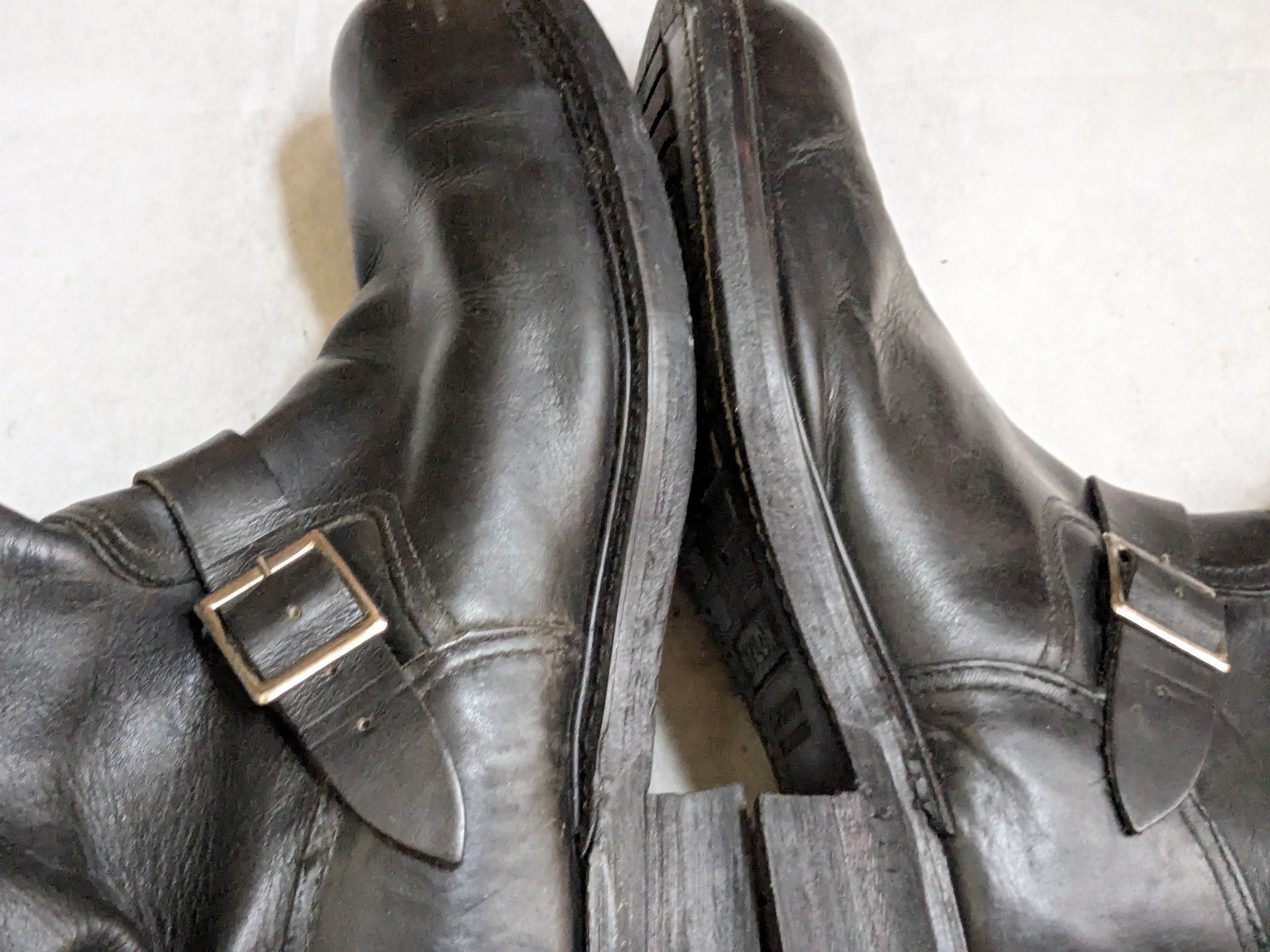 Genuine Leather Vintage Engineer Boots Black 13 E Wide Leather Buckle USA Size US 13 / EU 46 - 7 Thumbnail