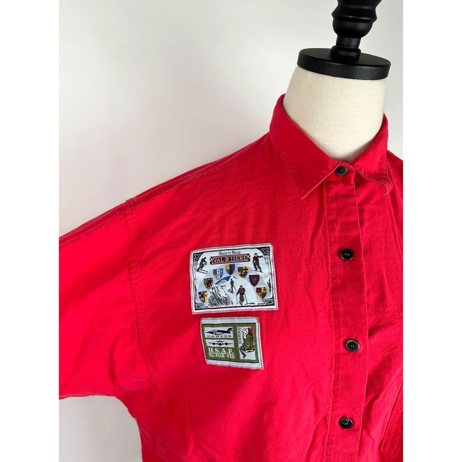 Vintage VINTAGE Casey & Max Womens Button-Up Shirt M Red 90s Retro Bohemian Army Grunge Casual Shirt Womens Medium Red Vintage Size M / US 6-8 / IT 42-44 - 4 Thumbnail