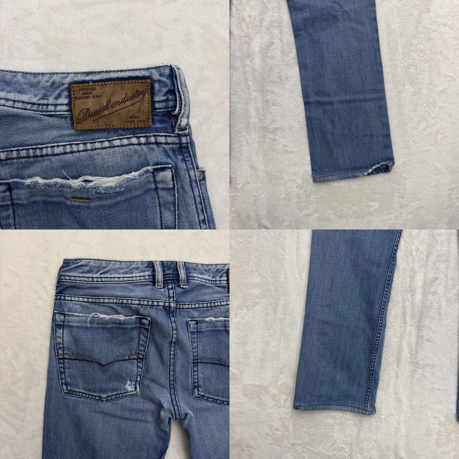 Diesel Diesel Jeans Pants Mens 32x30 Blue Medium Wash Distressed Straight Leg Denim Jeans Size US 31 - 9 Thumbnail
