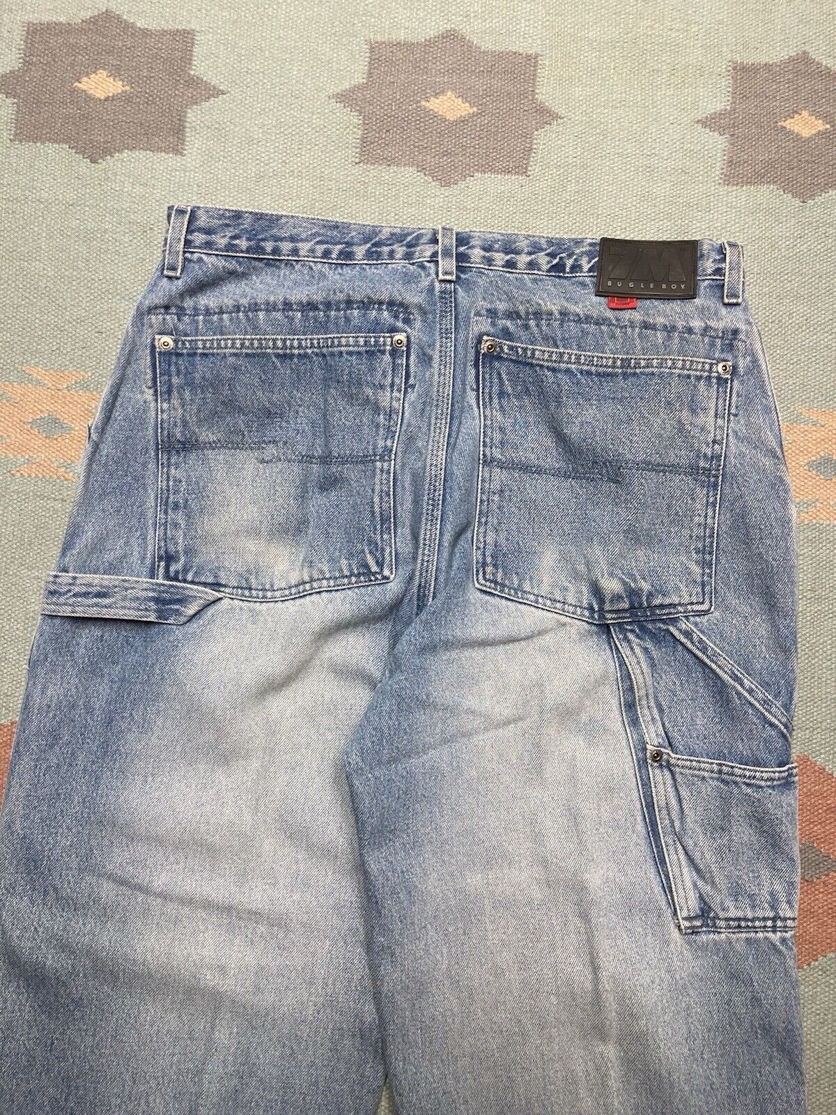 Bugle Boy × Vintage bugle boy 7M carpenter jeans double knee skater baggy 35x30 Size US 35 - 3 Thumbnail