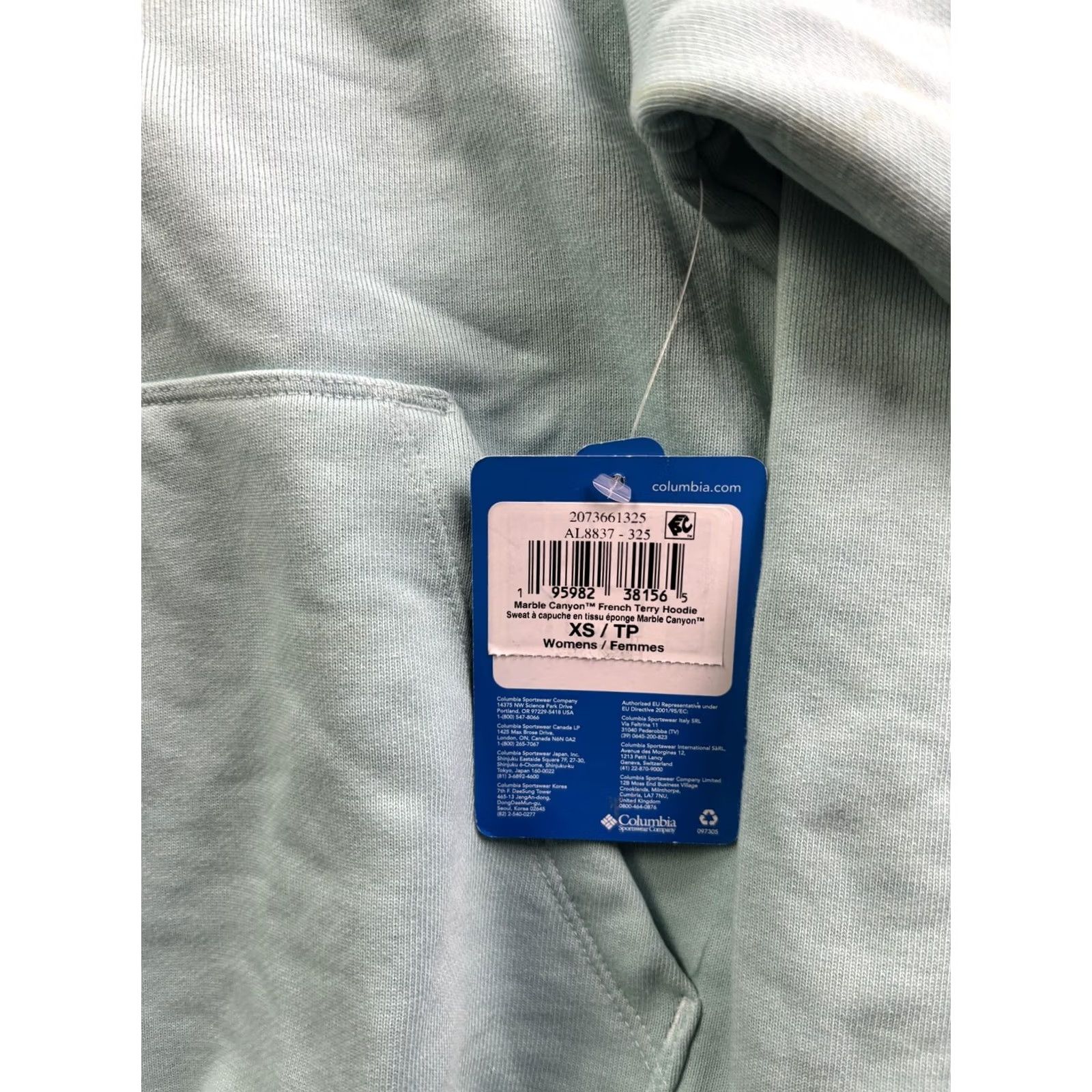 Vintage Columbia Hoodie Womens XS Green Marble Canyon Relaxed Fit Pullover Sweatshirt Crew Neck Hooded Front Pockets Casual Fall Size XS / US 0-2 / IT 36-38 - 2 Thumbnail