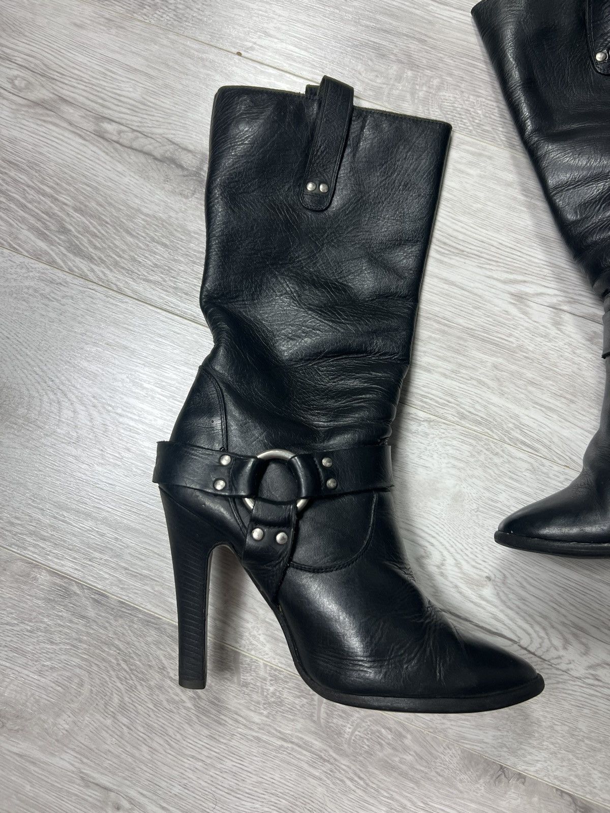 Dolce & Gabbana Dolce Gabbana Black Leather High Heel Boots D&G Y2K Style Size US 7.5 / IT 37.5 - 2 Thumbnail