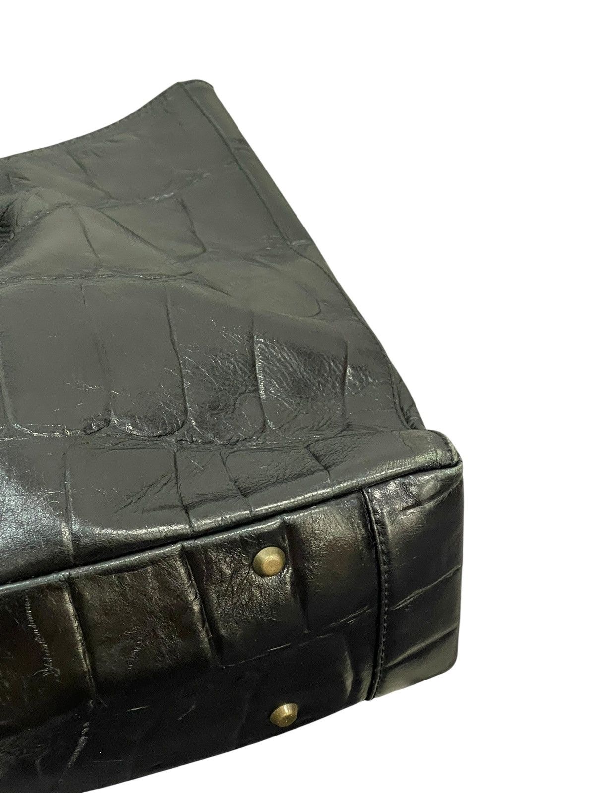 Genuine Leather Crocodile Embossed Leather Unknown Tote Shoulder Bag 7🟩 Size ONE SIZE - 15 Thumbnail