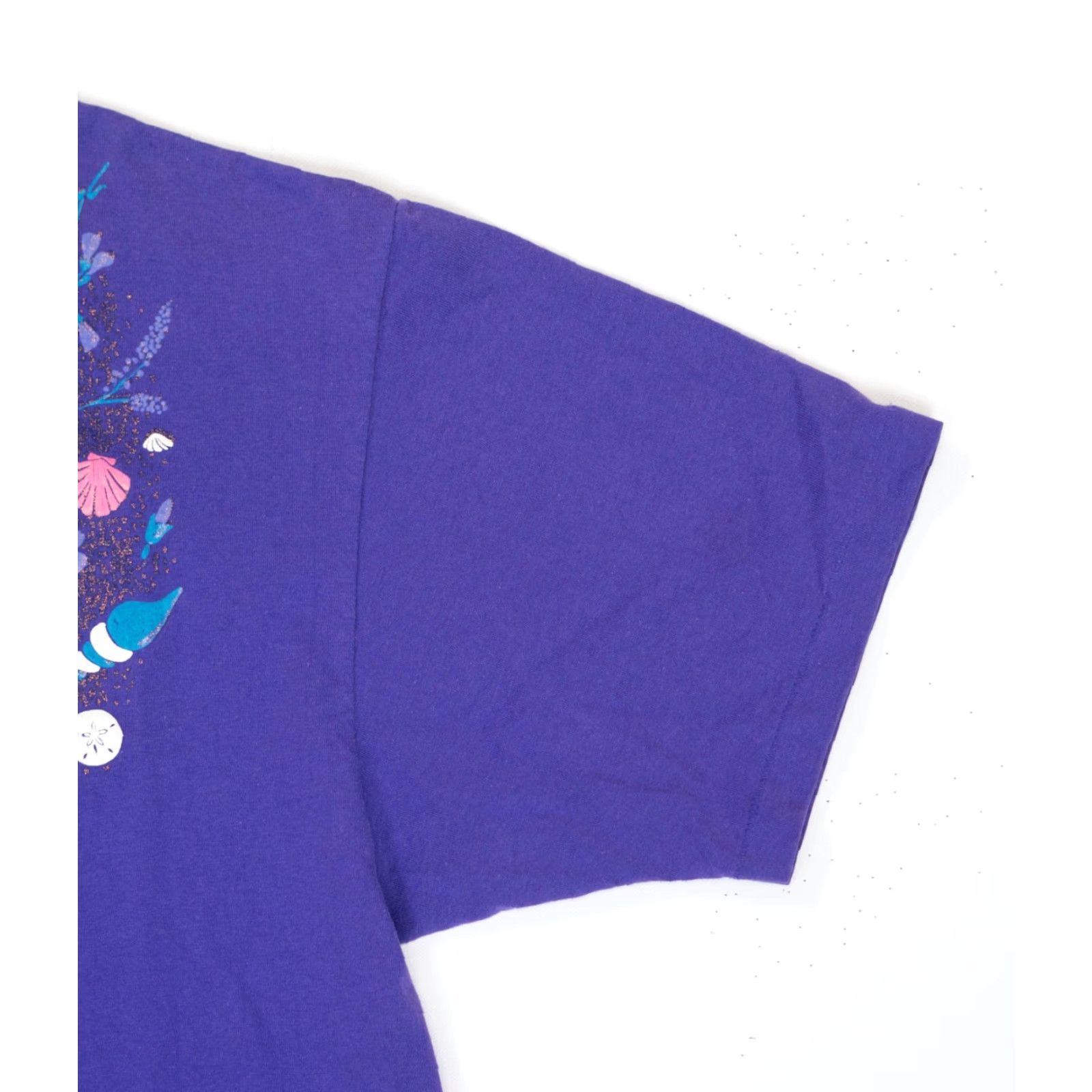 Hanes VINTAGE Hanes Ocean T-Shirt Womens XL Purple 80s 90s Nautical Ocean Seashells Starfish Glitter Cotton Polyester Knit Crew Neck Short Sleeve Size XL / US 12-14 / IT 48-50 - 5 Thumbnail