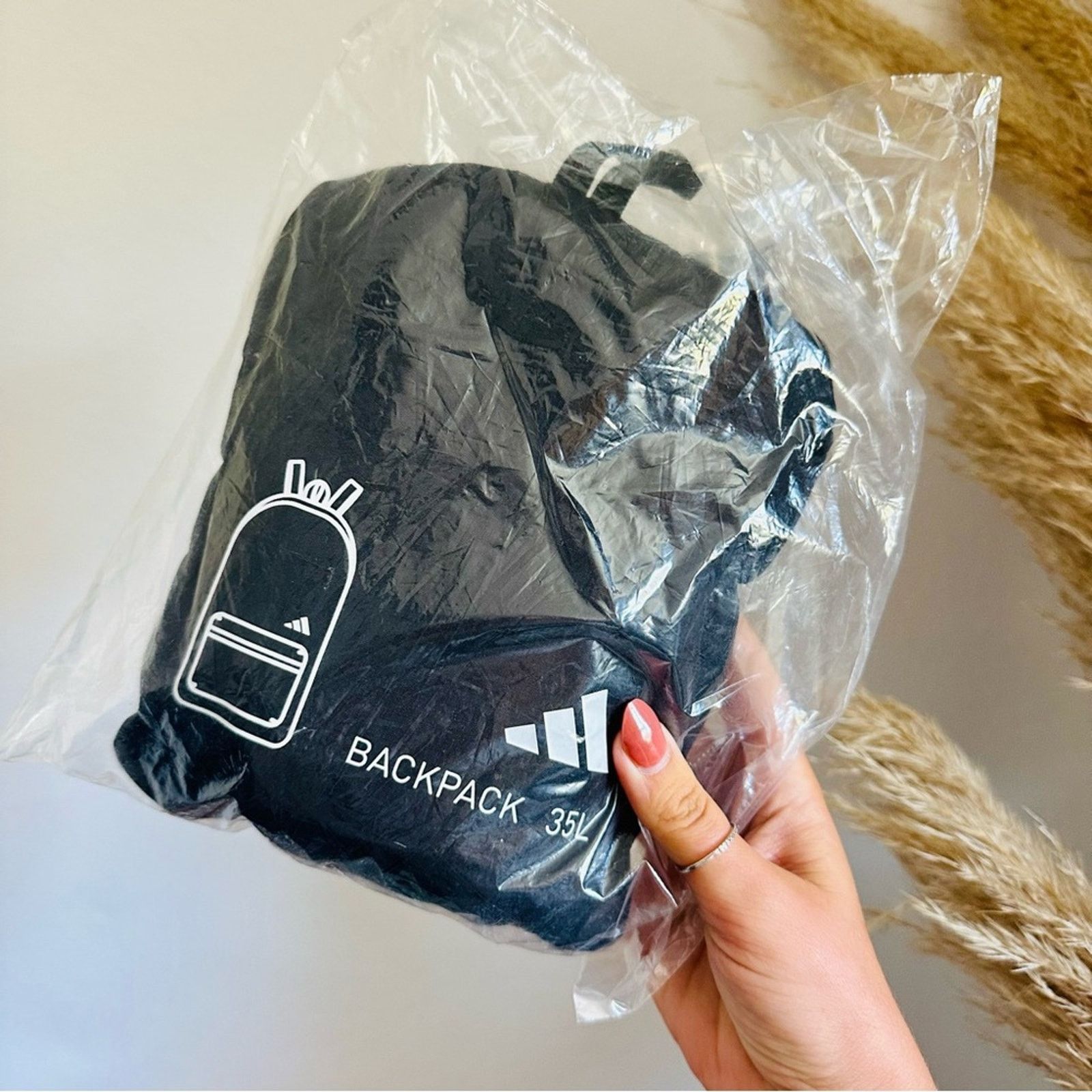 Adidas NEW ADIDAS Black White Packable Backpack Travel Pouch Bag Size ONE SIZE - 2 Thumbnail