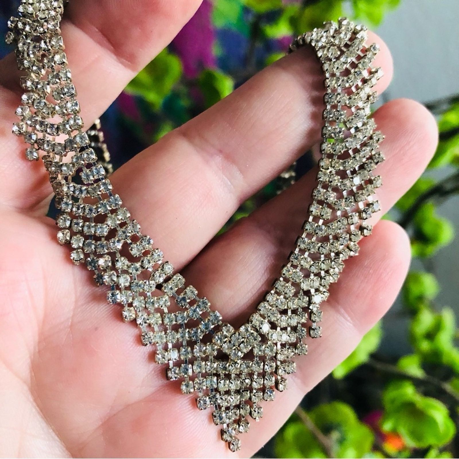 Jewelry Elegant clear rhinestone fringe necklace Size ONE SIZE - 2 Thumbnail