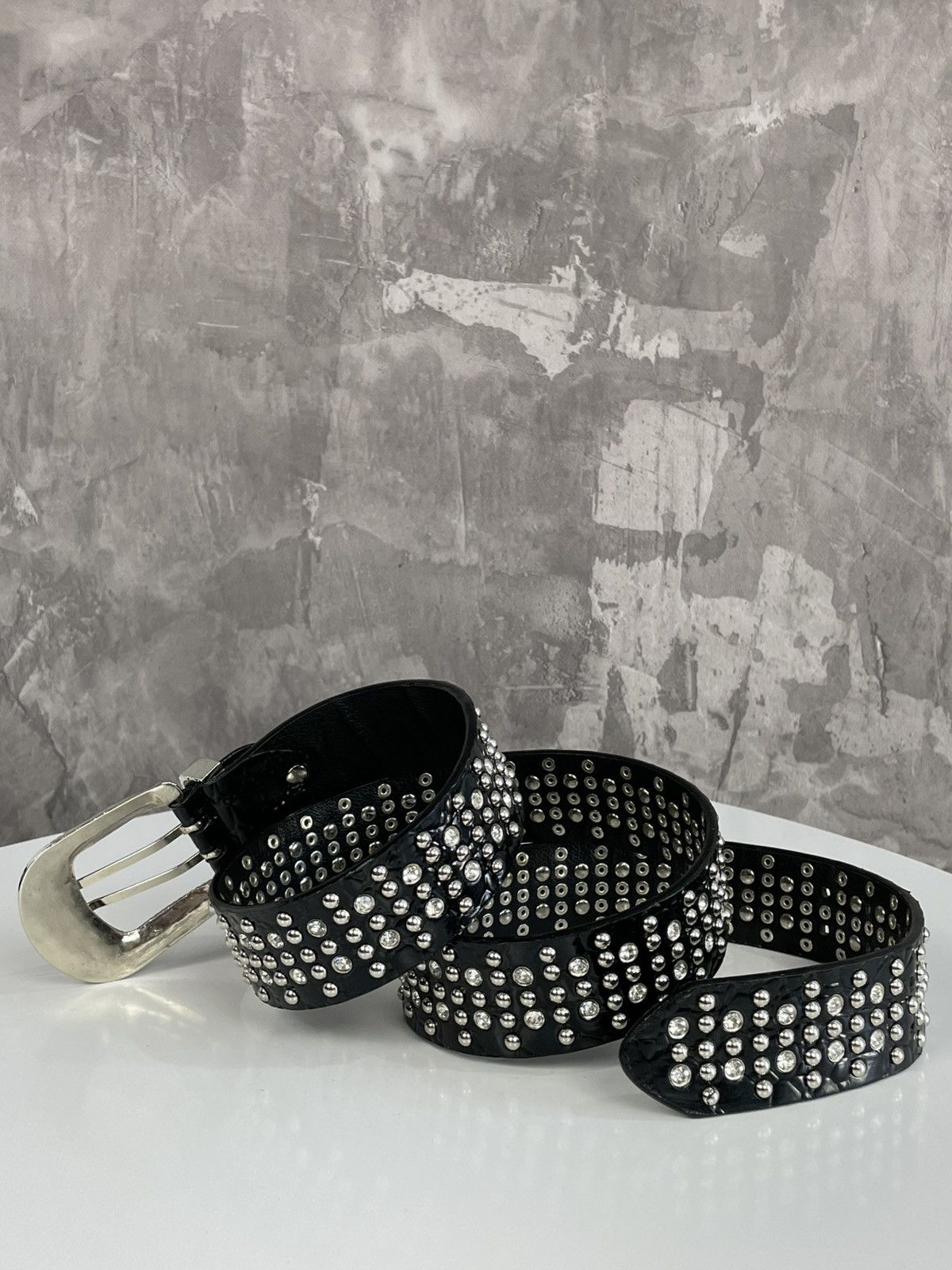 Seditionaries × Vintage Vintage Avant Garde Faux Leather Rhinestones Belt Size ONE SIZE - 4 Thumbnail