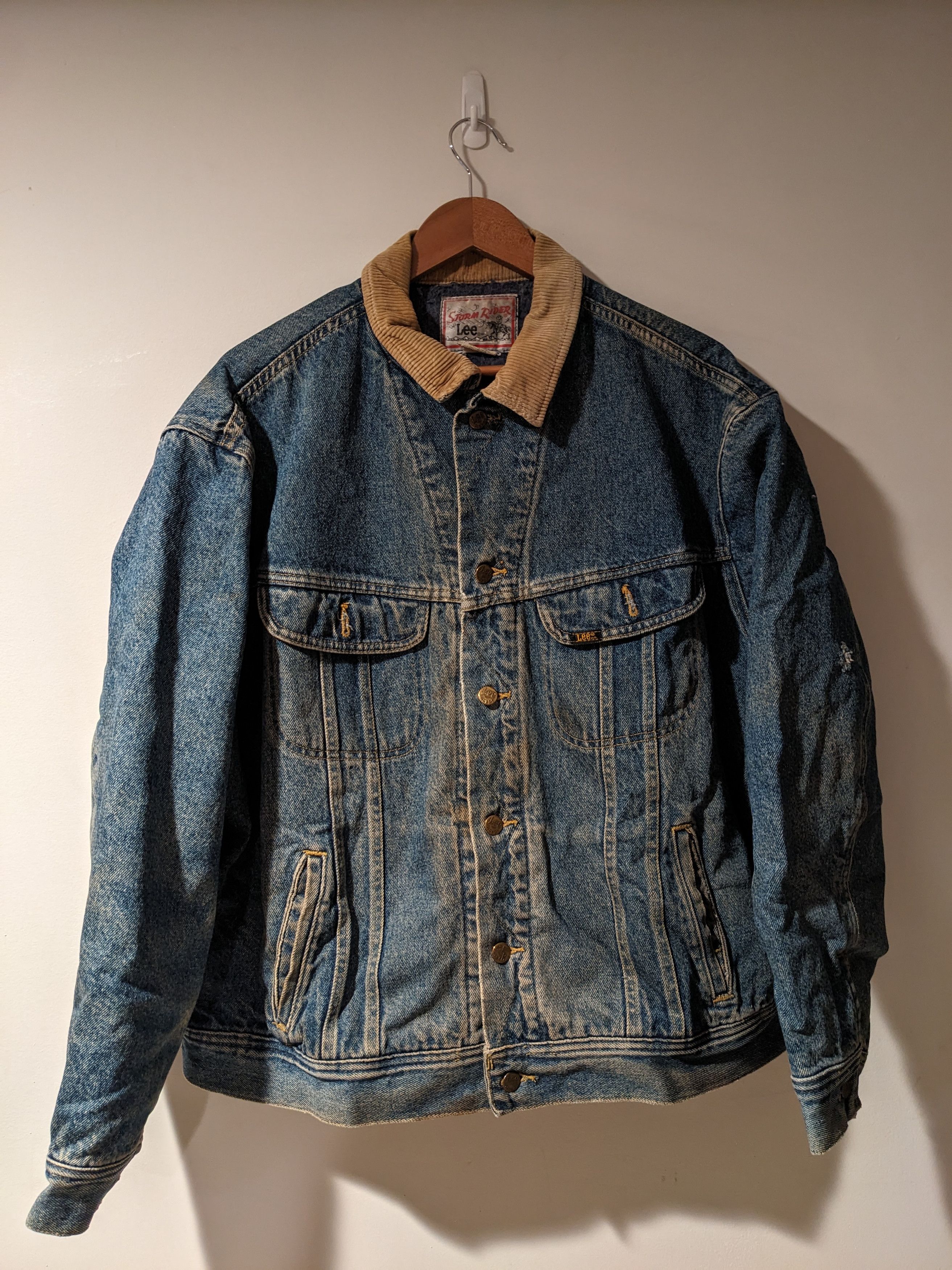 Vintage Lee Storm Rider X-Large Blue Wool Lined Denim Jacket