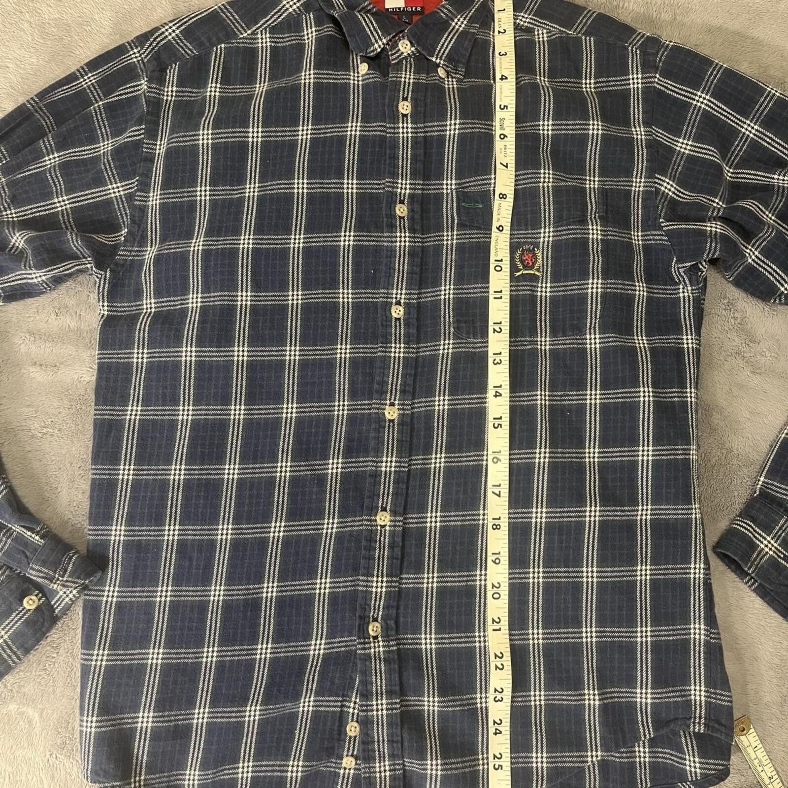 Tommy Hilfiger Tommy Hilfiger Embroidered Plaid Button Up Flannel L Shirt Size US L / EU 52-54 / 3 - 7 Thumbnail