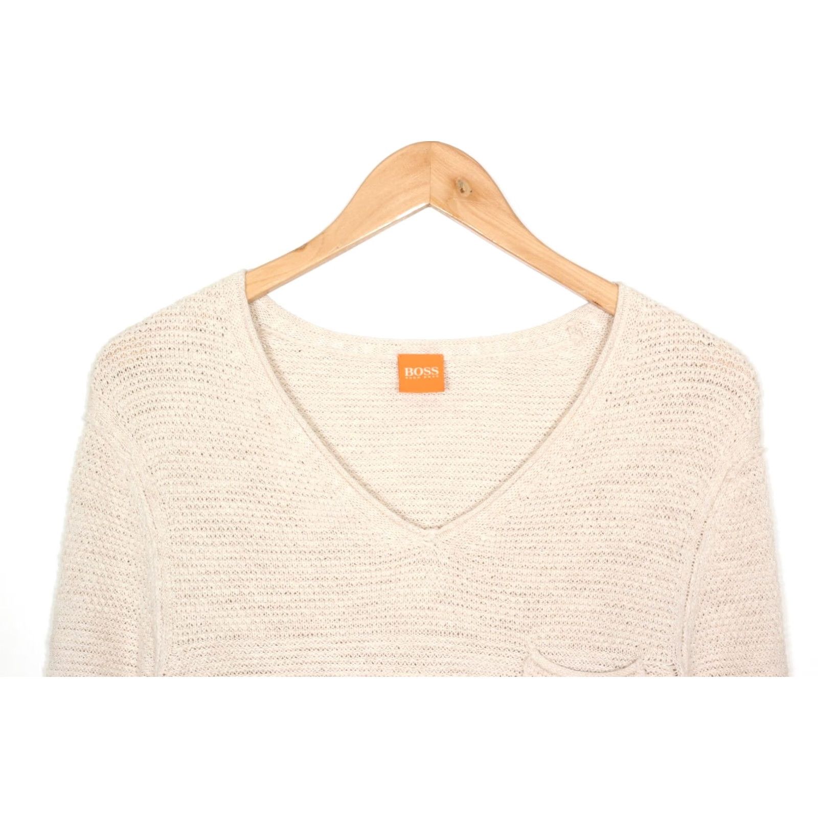Hugo Boss HUGO BOSS ORANGE Jumper Shirt Men L V-Neck Cotton Beige 2000s Classic Pullovers VR2691 Size US L / EU 52-54 / 3 - 2 Thumbnail