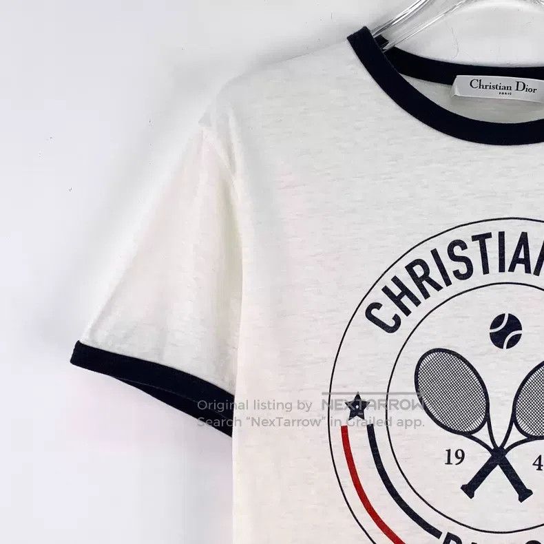 Dior Dior 25 white tennis racket letter print cotton round-neck Size M / US 6-8 / IT 42-44 - 3 Thumbnail