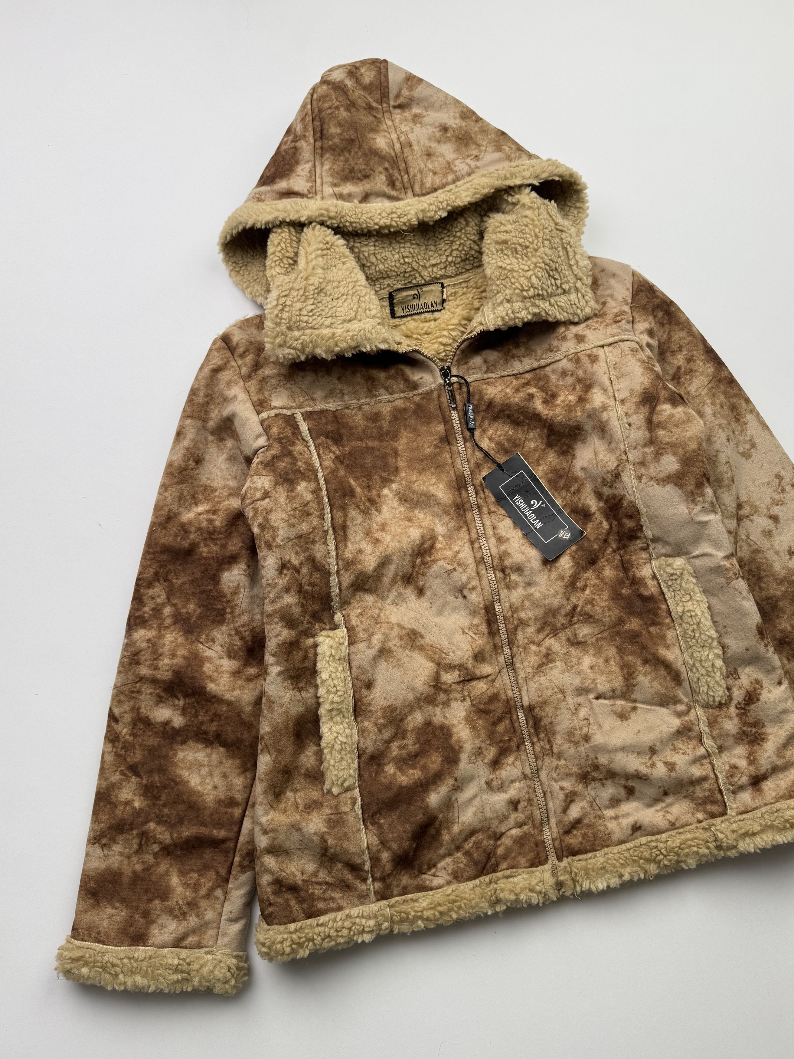 Vintage Vintage Faux Sheepskin Faded Hooded Jacket B527(V56)E2 Size M / US 6-8 / IT 42-44 - 2 Thumbnail