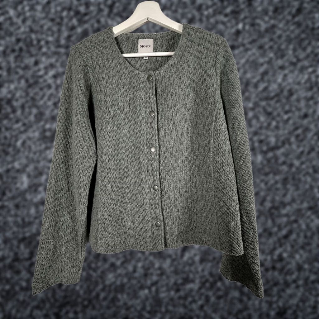 NIC+ZOE NIC+ZOE Woman’s Fall Nights Jacket Cardigan Medium Gray Textured Knit Casual Size M / US 6-8 / IT 42-44 - 1 Thumbnail