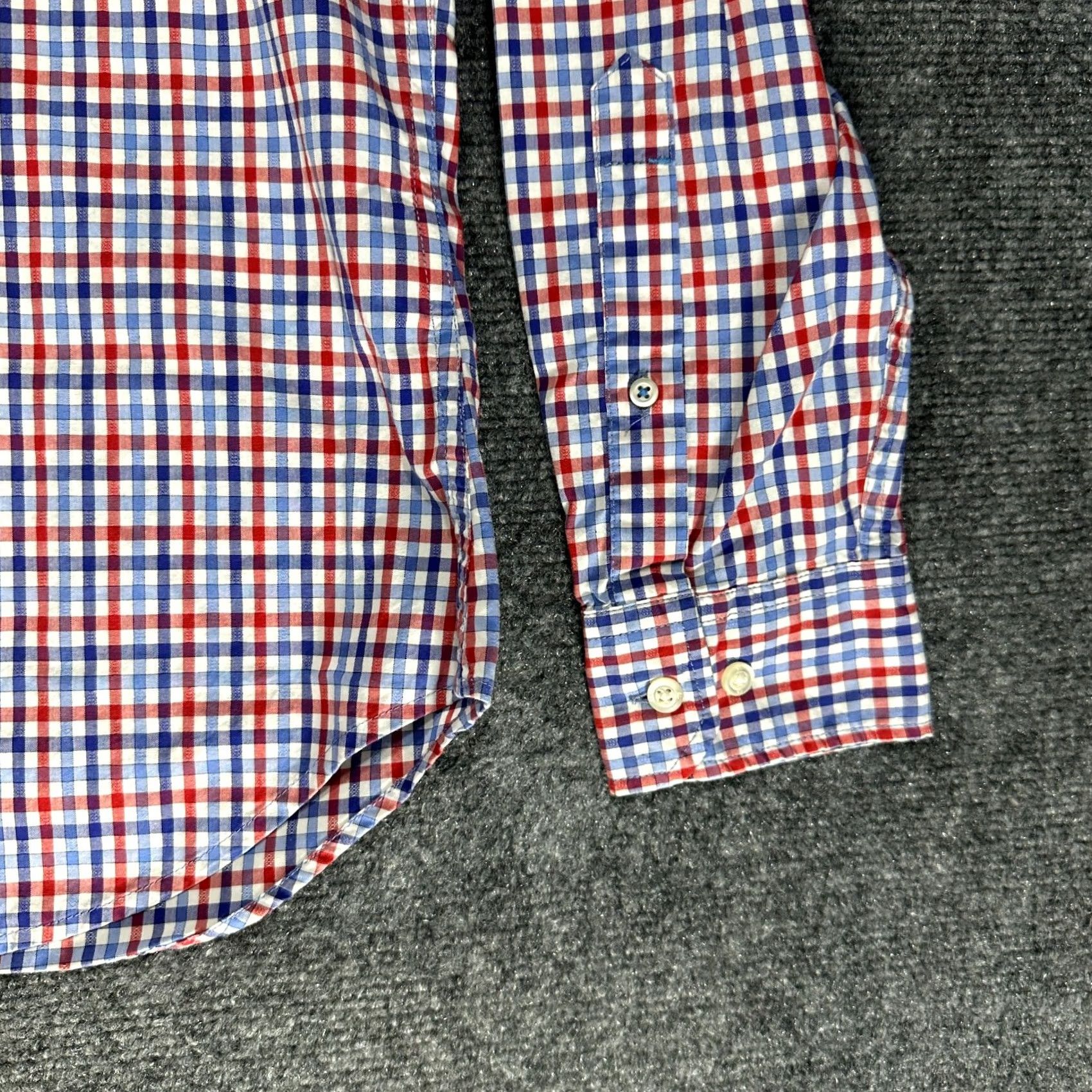 Banana Republic Banana Republic Shirt Mens M Grant Fit Custom Wash Blue White Red Plaid Button-Up Long Sleeve Size US M / EU 48-50 / 2 - 4 Thumbnail