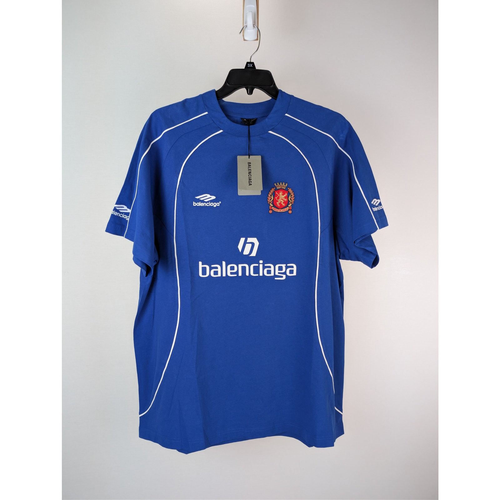 Balenciaga o1rshd1 Oversized Soccer T-Shirt Dry Jersey in Blue Size US M / EU 48-50 / 2 - 1 Thumbnail