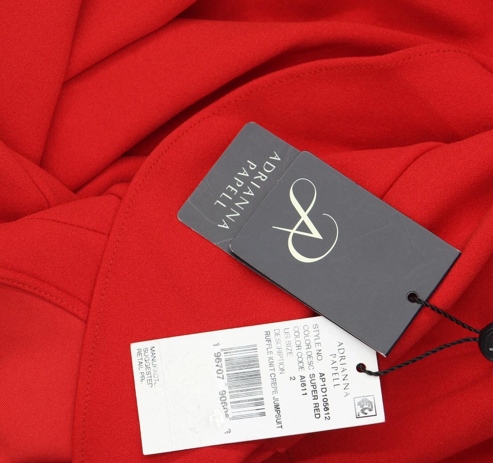 Other Adrianna Papell Knit Crepe Ruffle Jumpsuit Super Red 2 Size 26" / US 2 / IT 38 - 3 Thumbnail