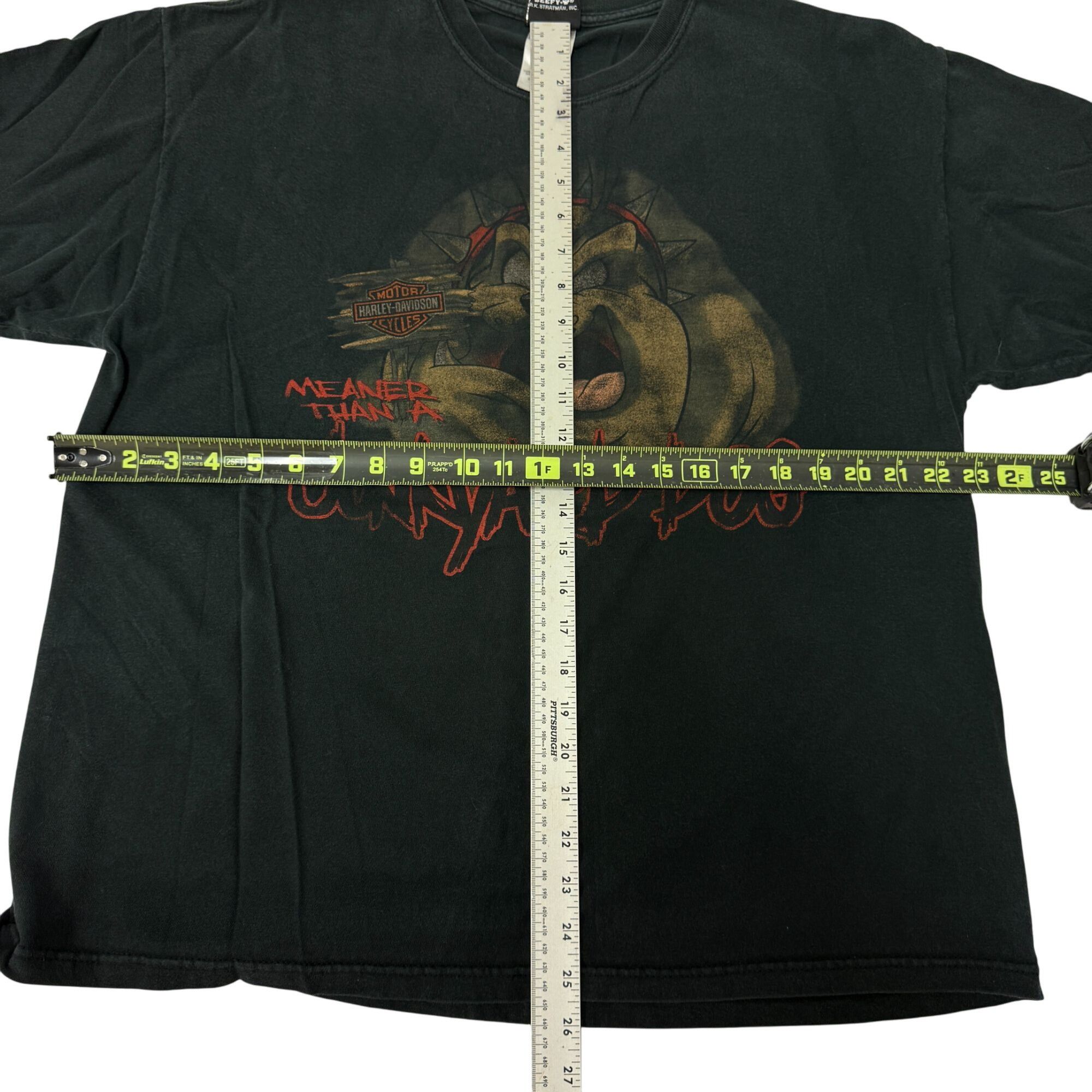 Harley Davidson 90s Meaner Than A JUNKYARD DOG Motorcycle Looney Tunes Shirt Size US XL / EU 56 / 4 - 8 Thumbnail