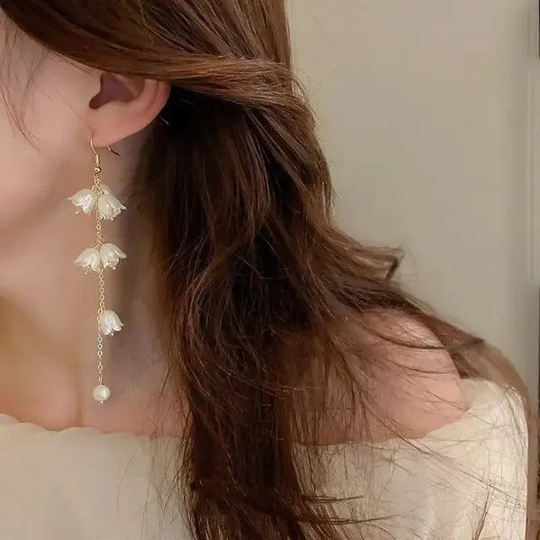 Designer × Jewelry × Vintage Elegant Flower Long Dangle Drop Earrings for Women Size ONE SIZE - 4 Thumbnail