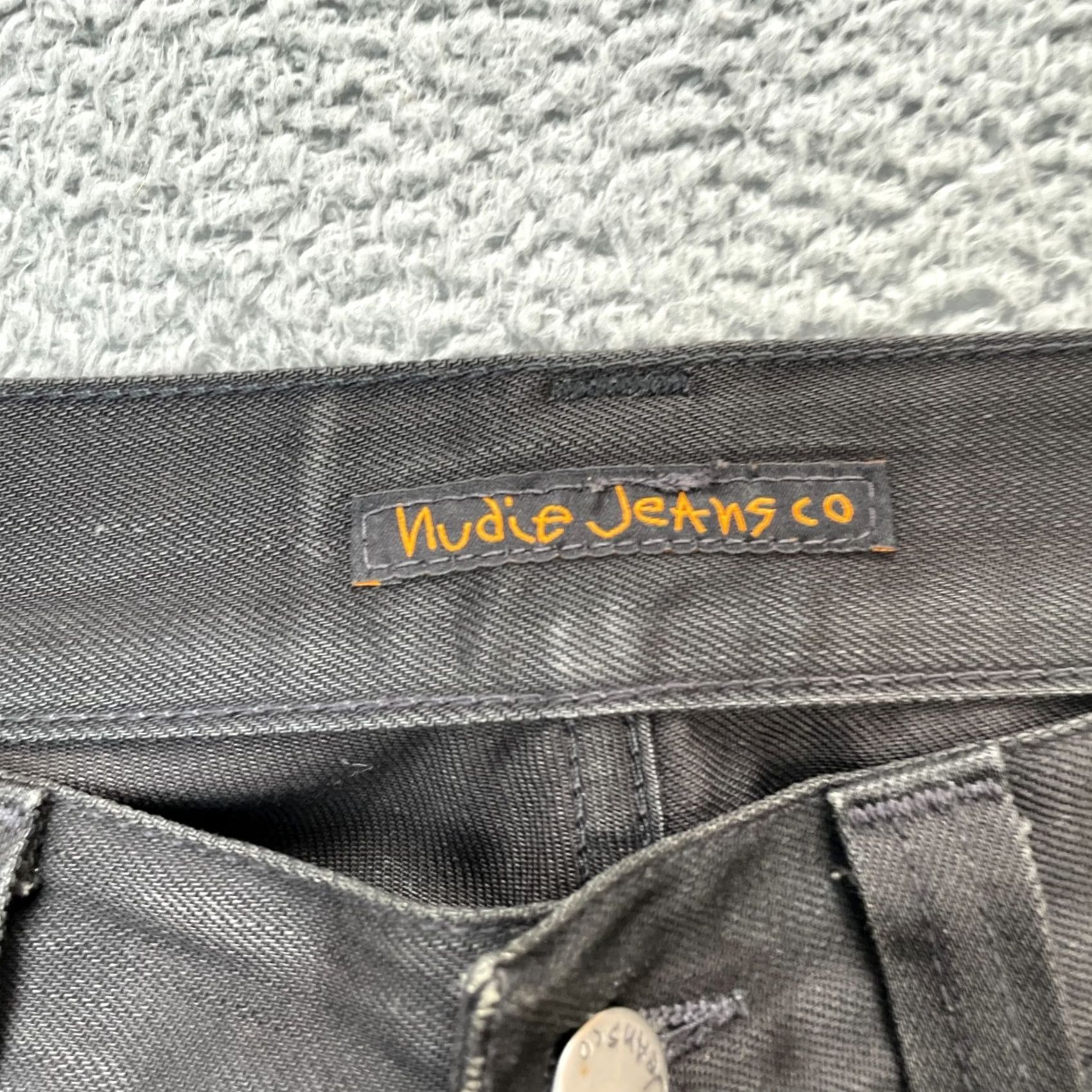Nudie Jeans Nudie Jeans Mens 31x32 Black Skinny Denim Logo Organic Cotton Dark Wash Jeans Regular 5-Pocket Black Mens Skinny Jeans Size US 32 / EU 48 - 3 Thumbnail