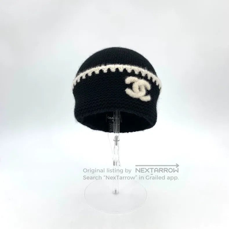 Chanel Chanel Black logo embroidered cashmere knitted woollen hat Size ONE SIZE - 3 Thumbnail