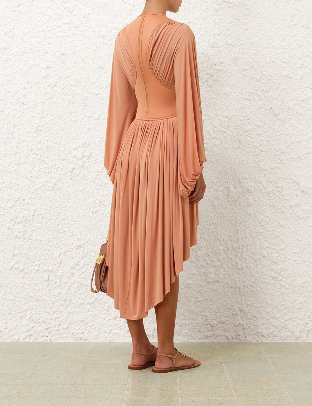Zimmermann oc11z0226 Illuminate Batwing Mini Dress In Coral Pink Size M / US 6-8 / IT 42-44 - 4 Thumbnail