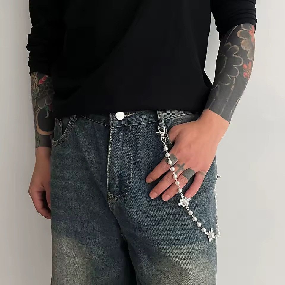 Jewelry Streetwear Rhinestone Pearl Punk Gothic Pants Keychain Size ONE SIZE - 4 Thumbnail