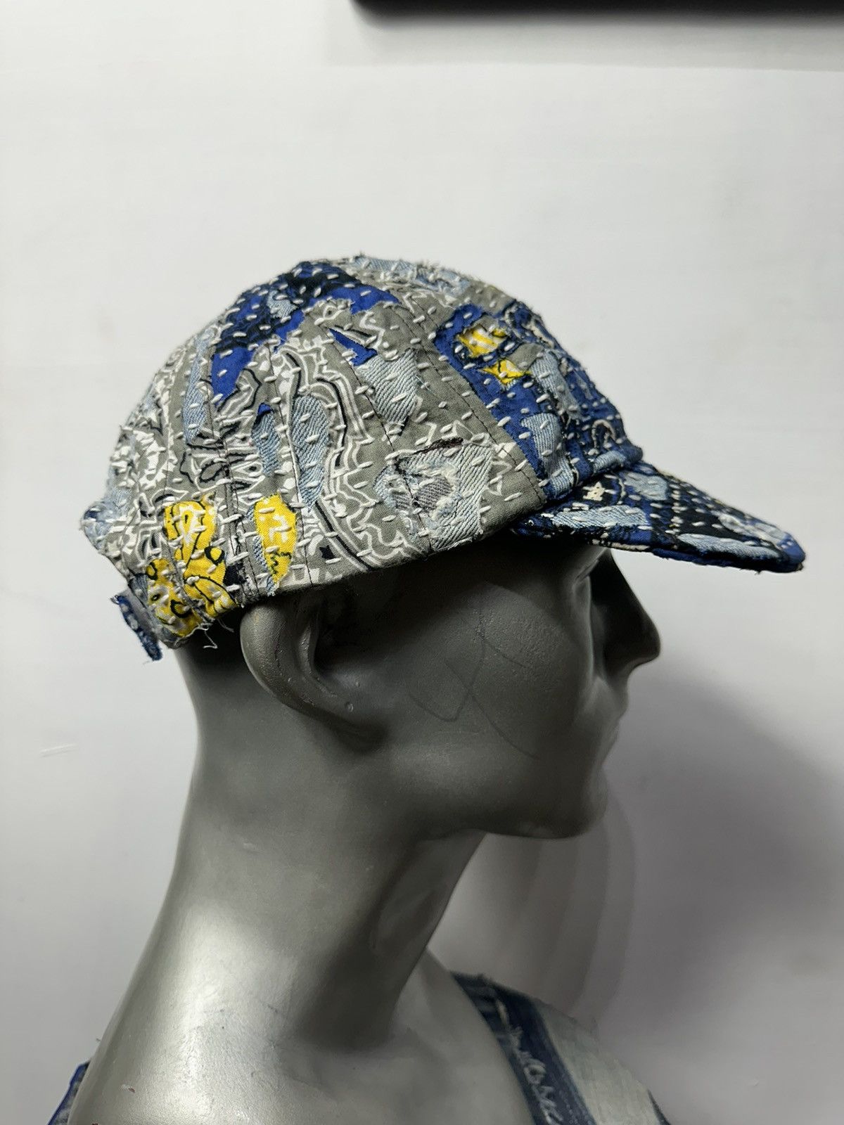 Art Comes First × Handmade Custom Made Distressed Paisley Patchwork Boro hats Size ONE SIZE - 5 Thumbnail