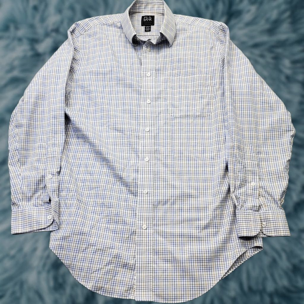 Jos. A. Bank Jos. A. Bank Dress Shirt Men 15.5 Multi Check Tailored Fit Long Sleeve Button Up Shirt Size 42R - 1 Thumbnail