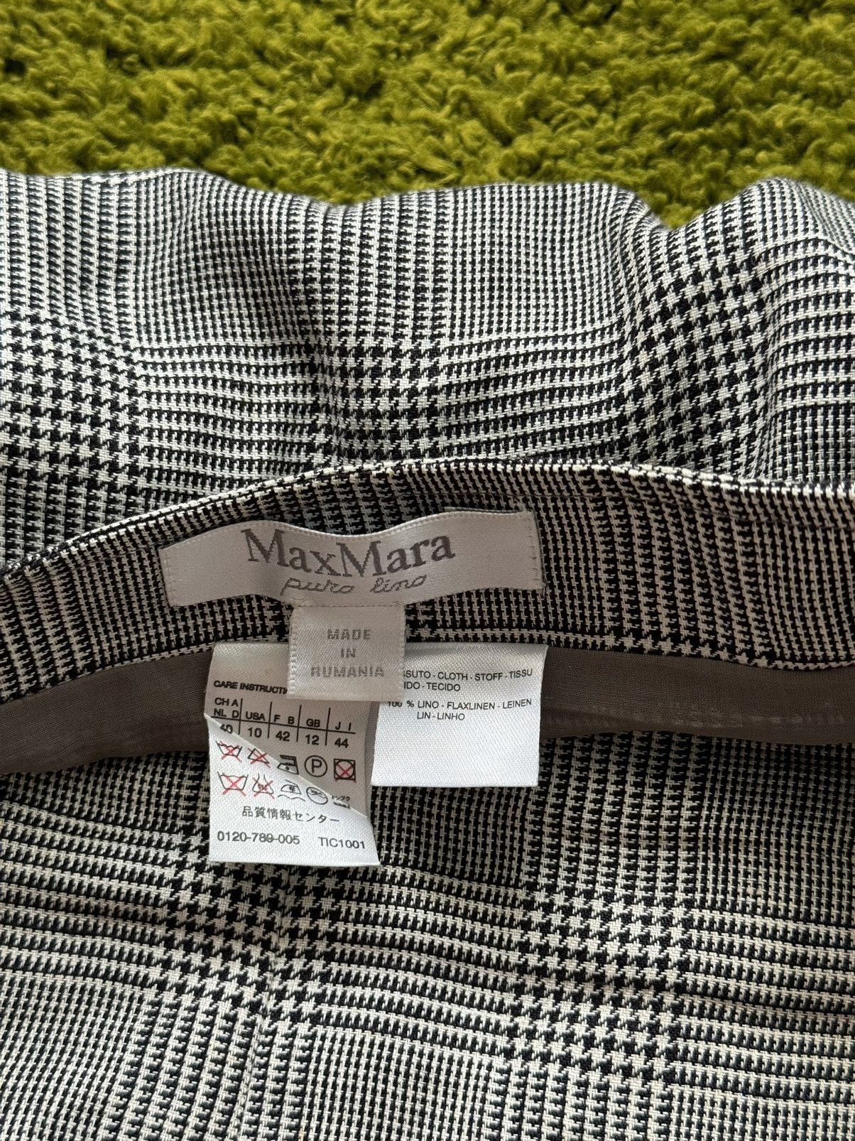 Designer × Max Mara × Weekend Max Mara Max Mara 100% linen checkered skirt Size 32" / US 10 / IT 46 - 3 Thumbnail