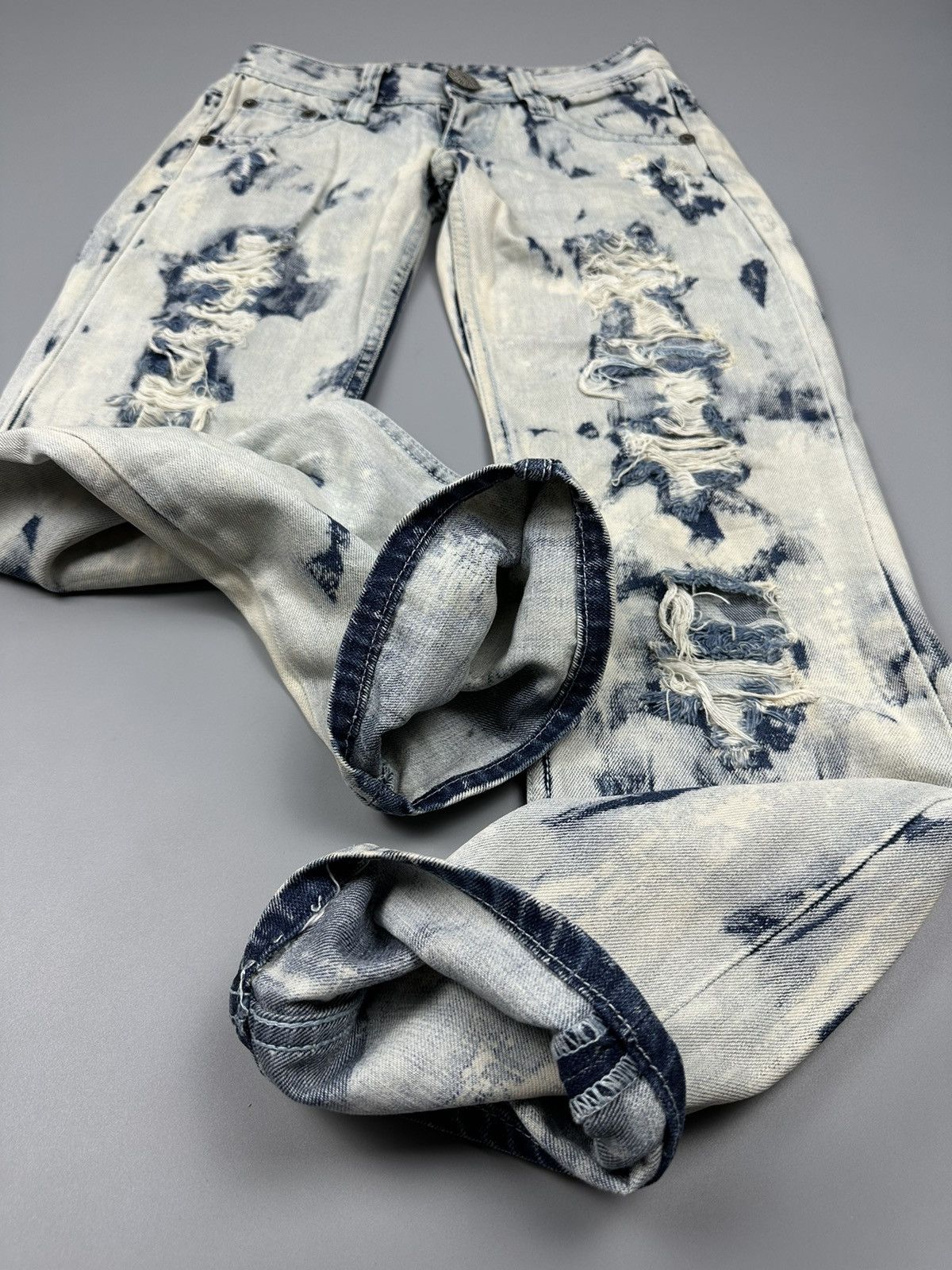 If Six Was Nine × Le Grande Bleu (L.G.B.) Distressed Vintage Vence Freak Acid Washed Denim Size US 28 / EU 44 - 8 Thumbnail