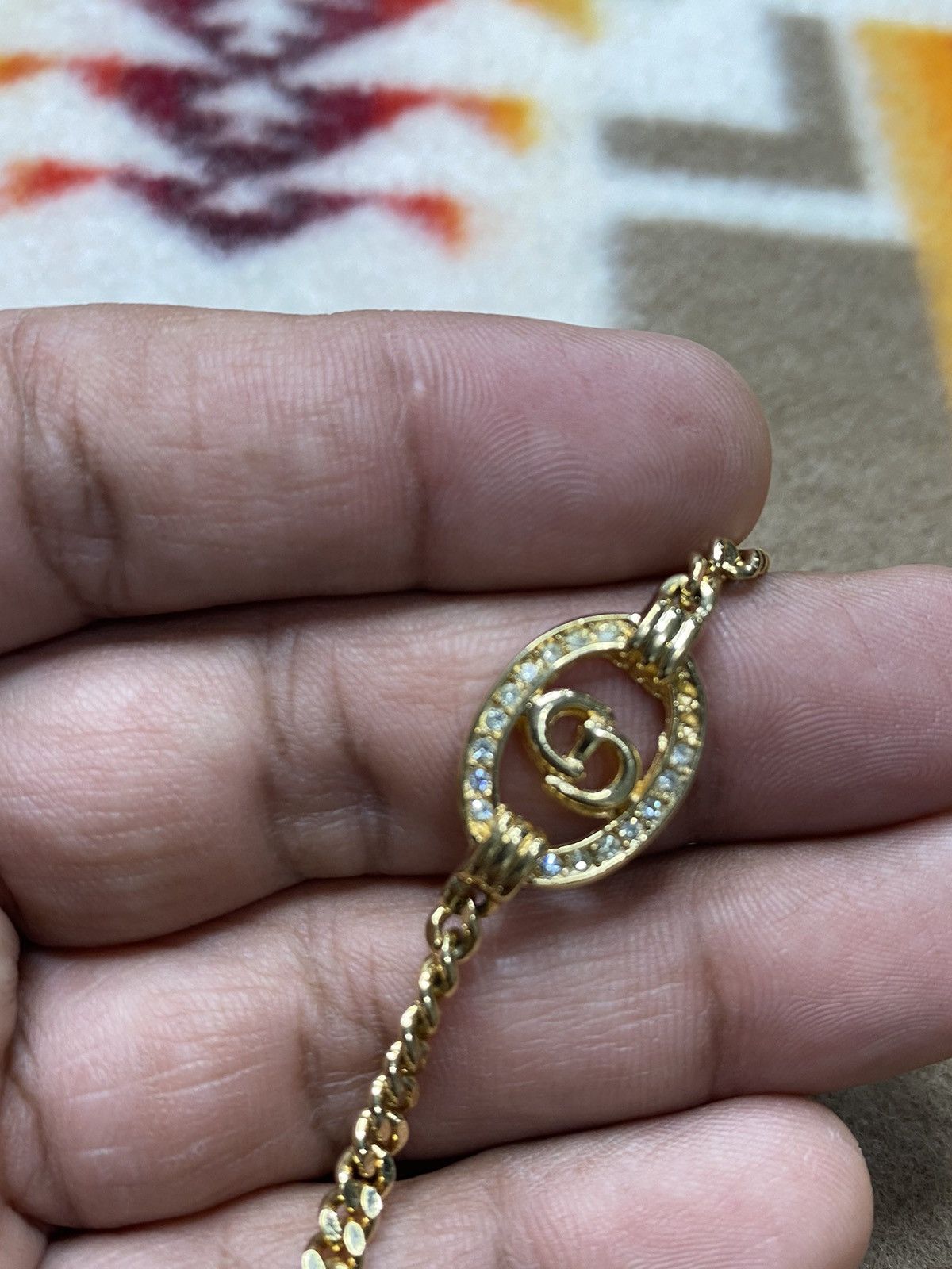 Christian Dior Monsieur × Dior Vintage Dior oval rhinestones gold bracket Size ONE SIZE - 5 Thumbnail