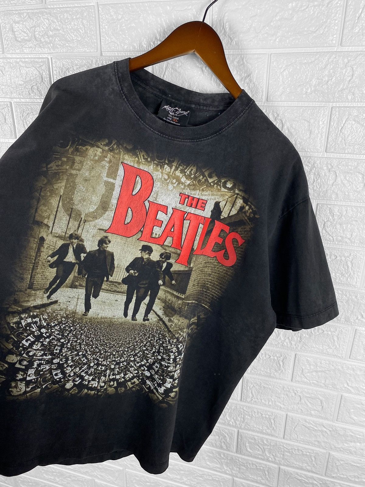 Pre-owned Rock T Shirt X Vintage The Beatles Distressed Vintage T Shirt In Black