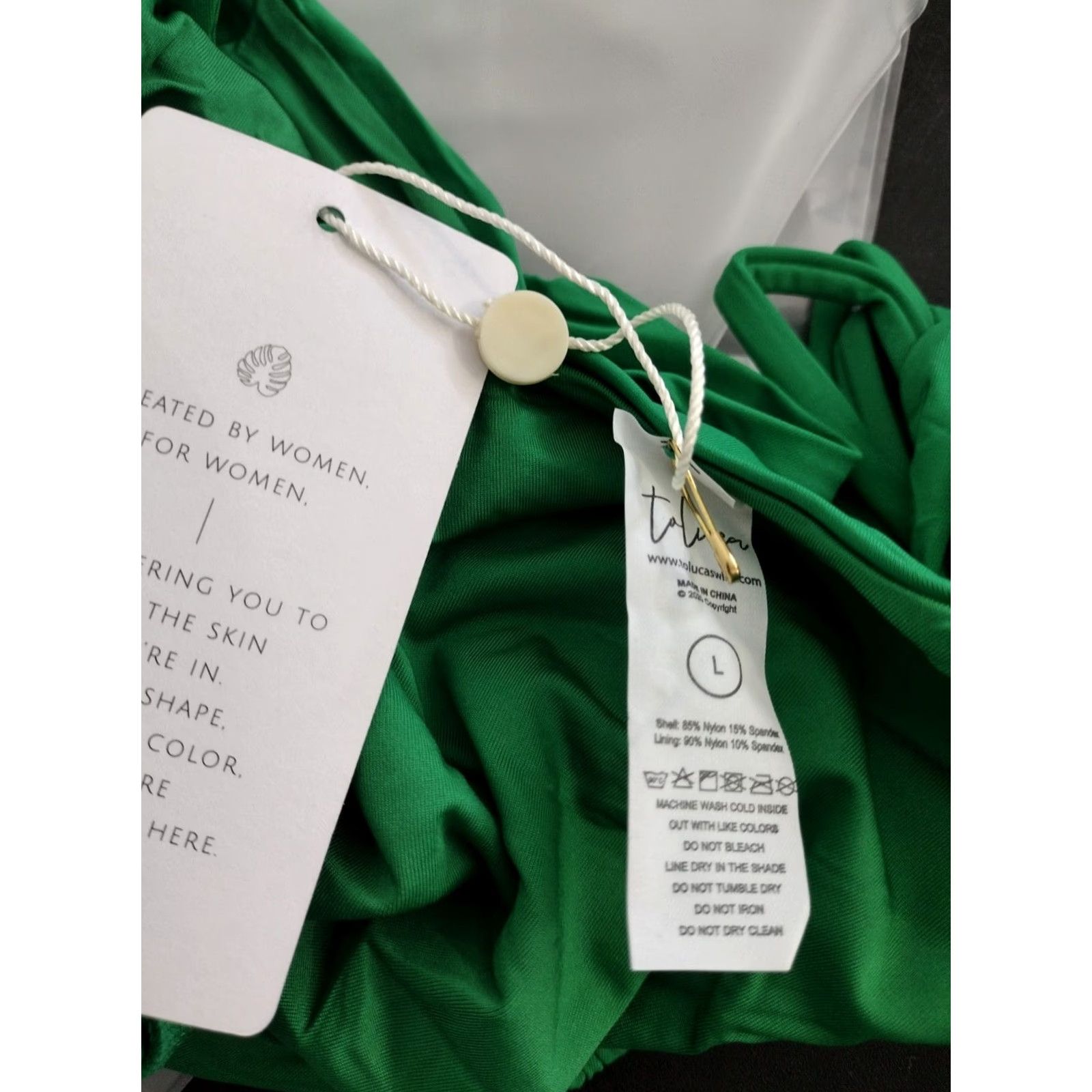 Triangl Toluca Swim One Piece Green L Women's Triangle Waist Wrap Open Tummy Size ONE SIZE - 5 Thumbnail