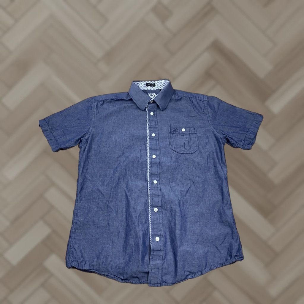 Christian Lacroix Christian Lacroix Mens Button-Up Shirt Short Sleeve Blue S Casual Shirt Men Small Button-Up Clothing Mens Size US 29 - 1 Thumbnail